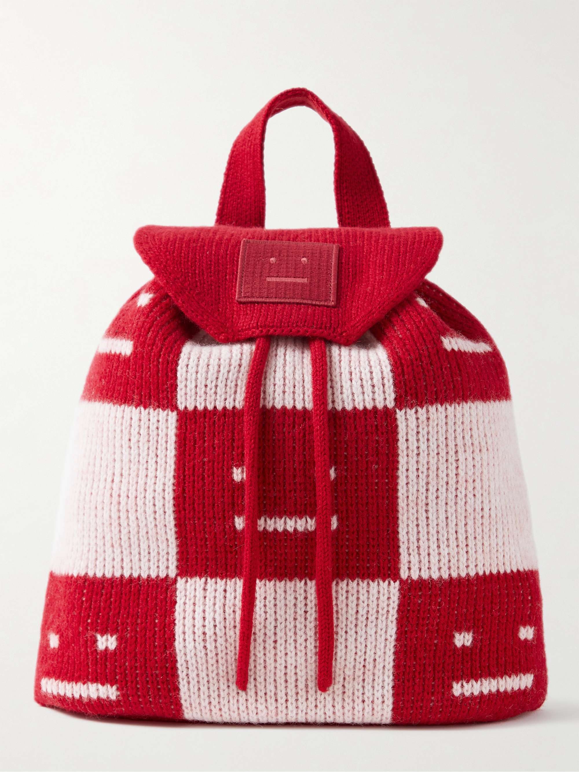 ACNE STUDIOS Face Kaba Checked Wool-Jacquard Backpack