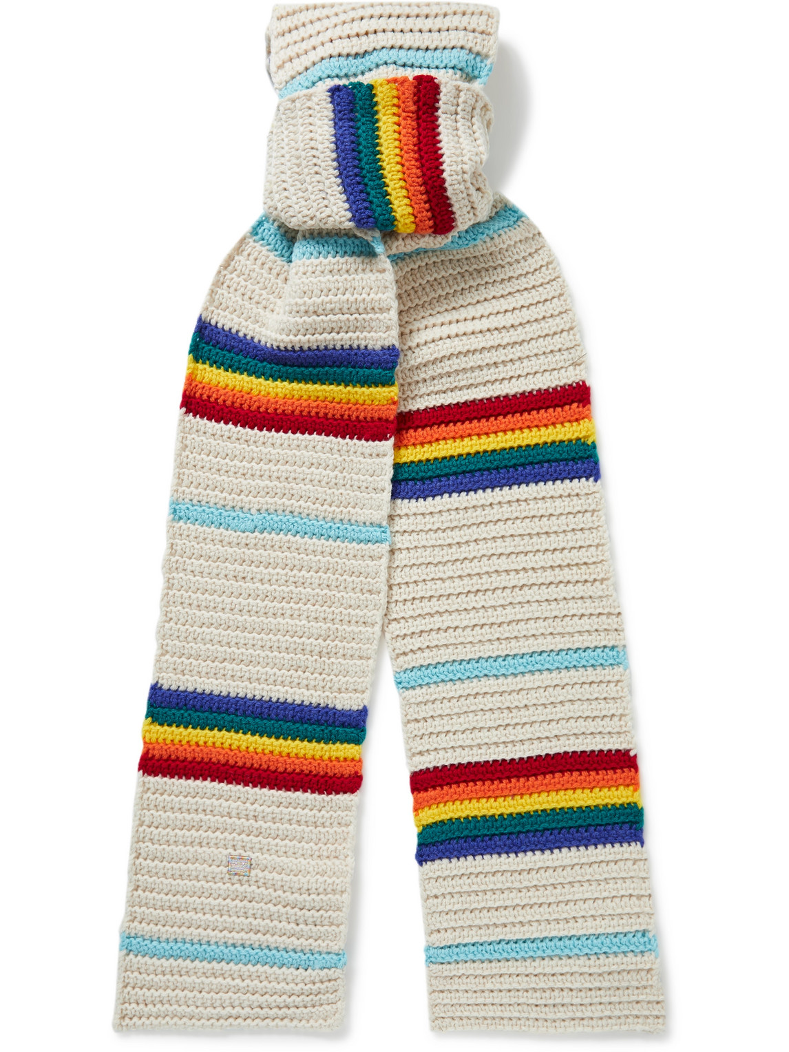 Striped Ribbed Wool Scarf