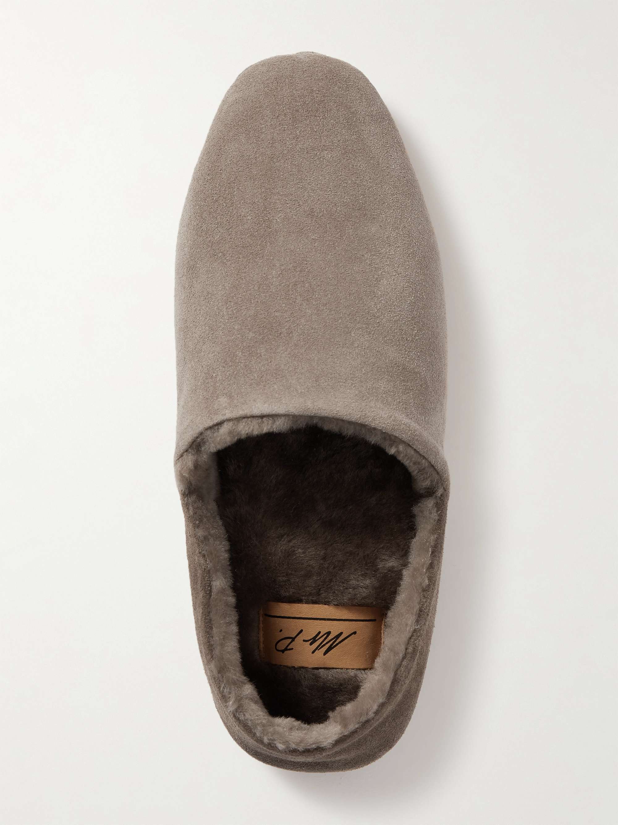 MR P. Collapsible-Heel Shearling-Lined Suede Slippers