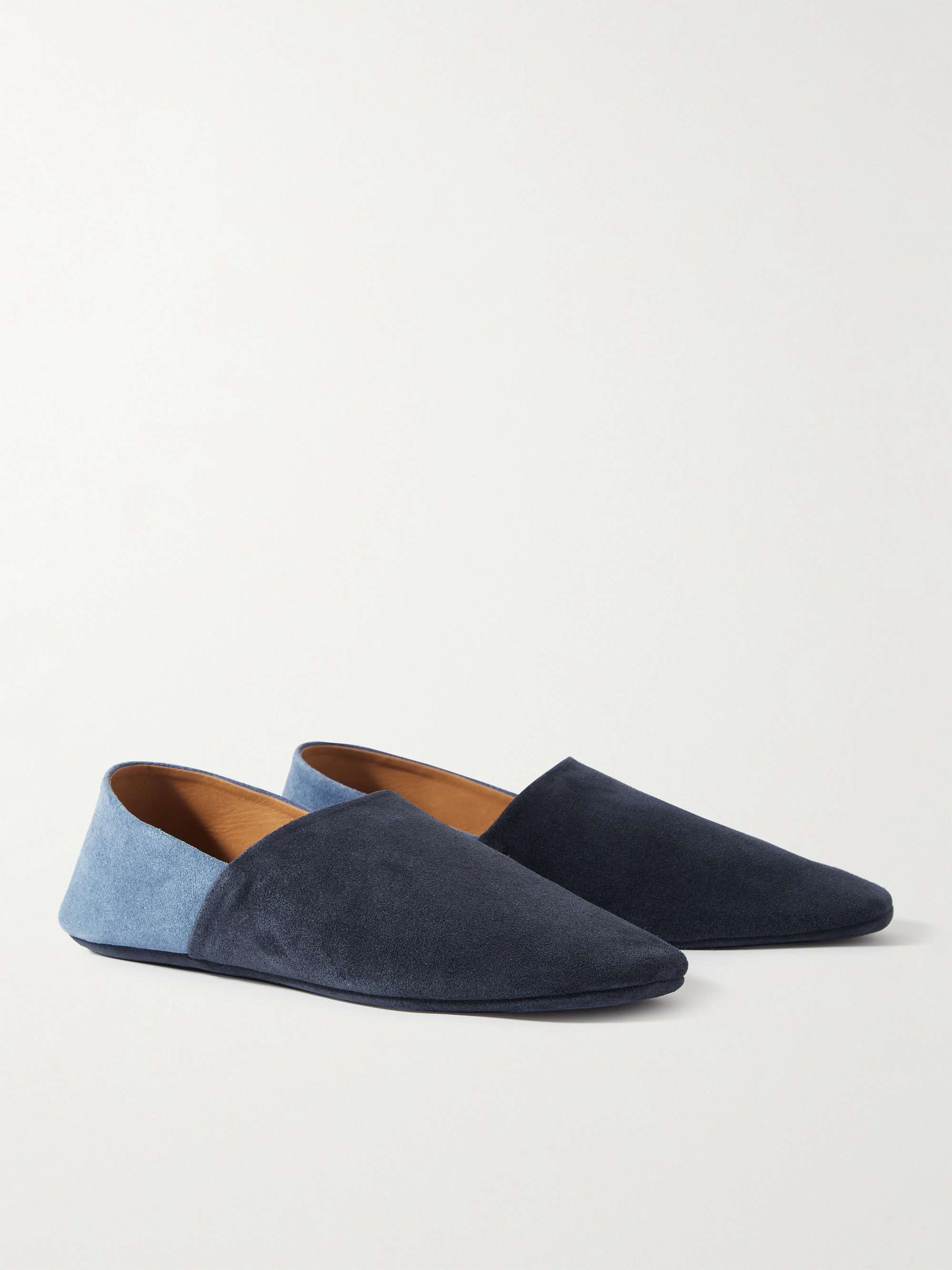 MR P. Collapsible-Heel Two-Tone Suede Travel Slippers