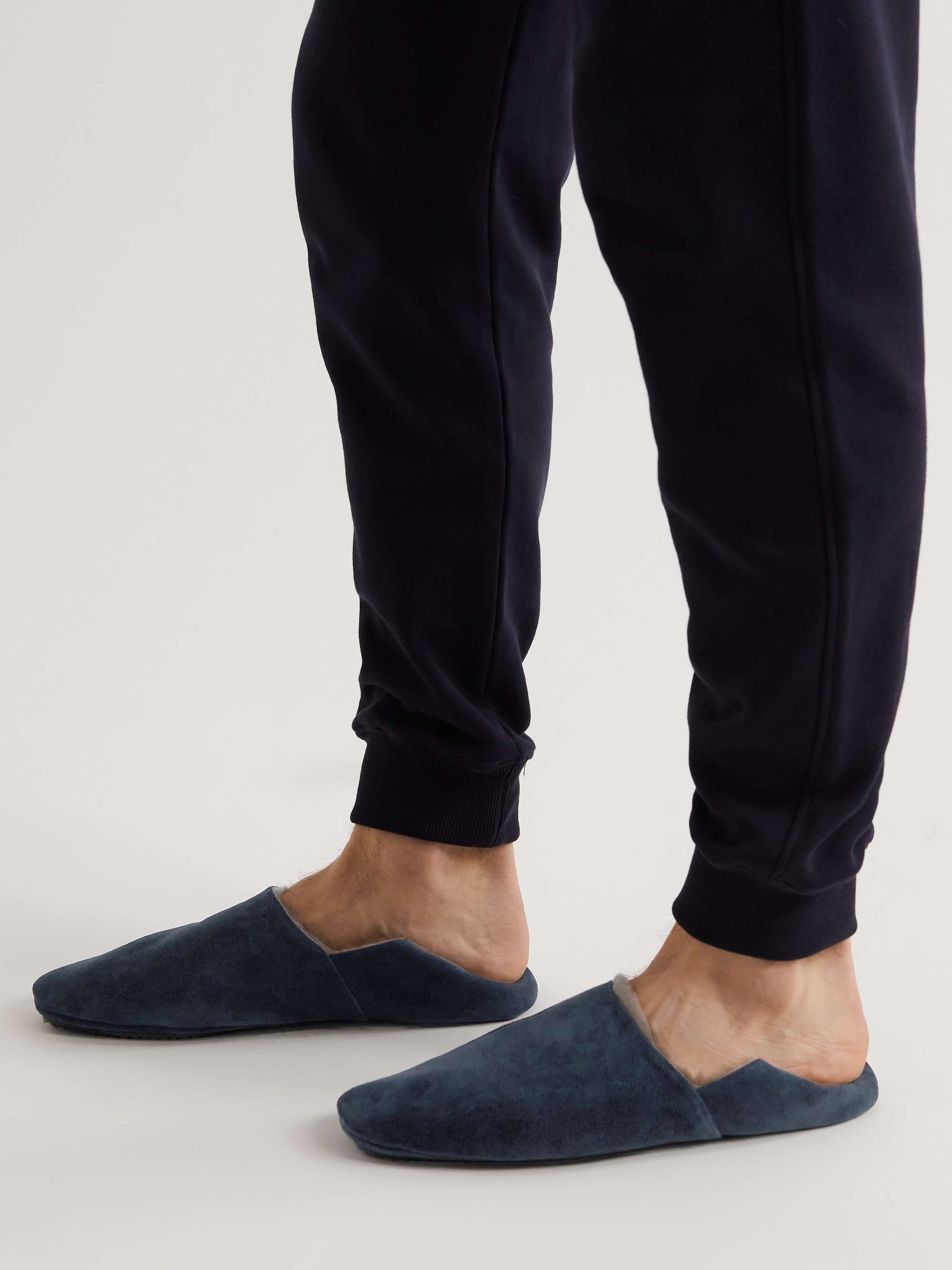 MR P. Collapsible-Heel Shearling-Lined Suede Slippers