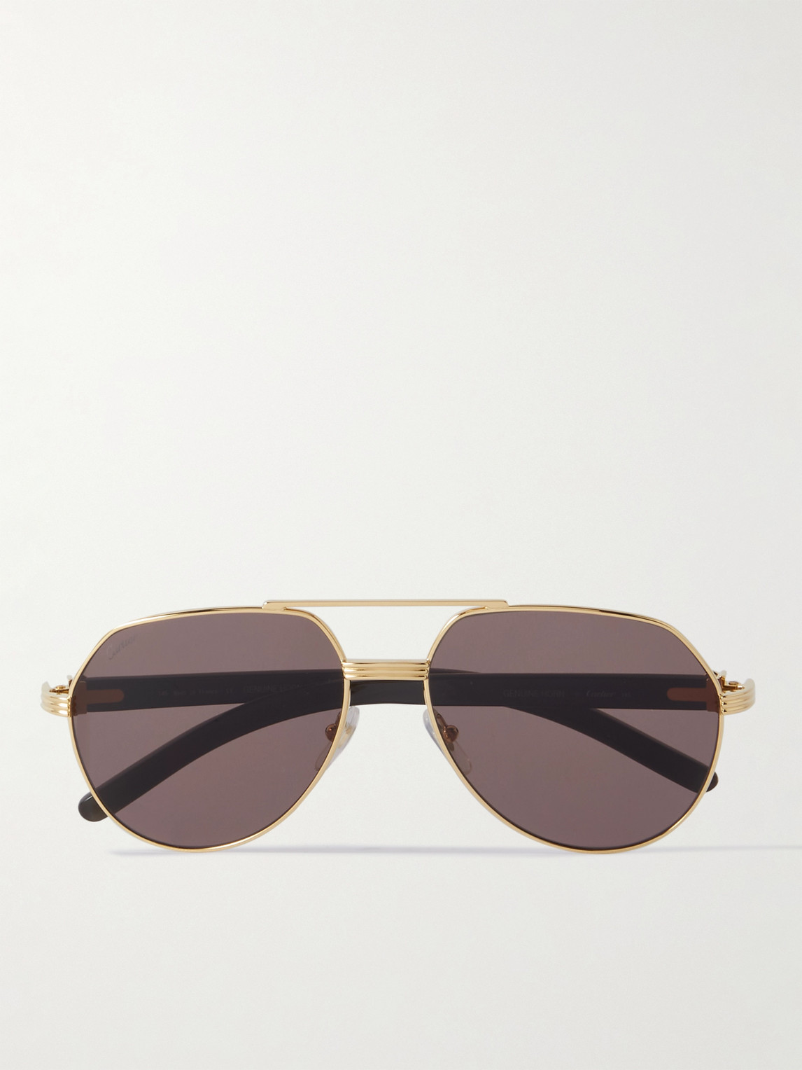 Cartier Aviator-style Gold-tone And Horn Sunglasses | ModeSens