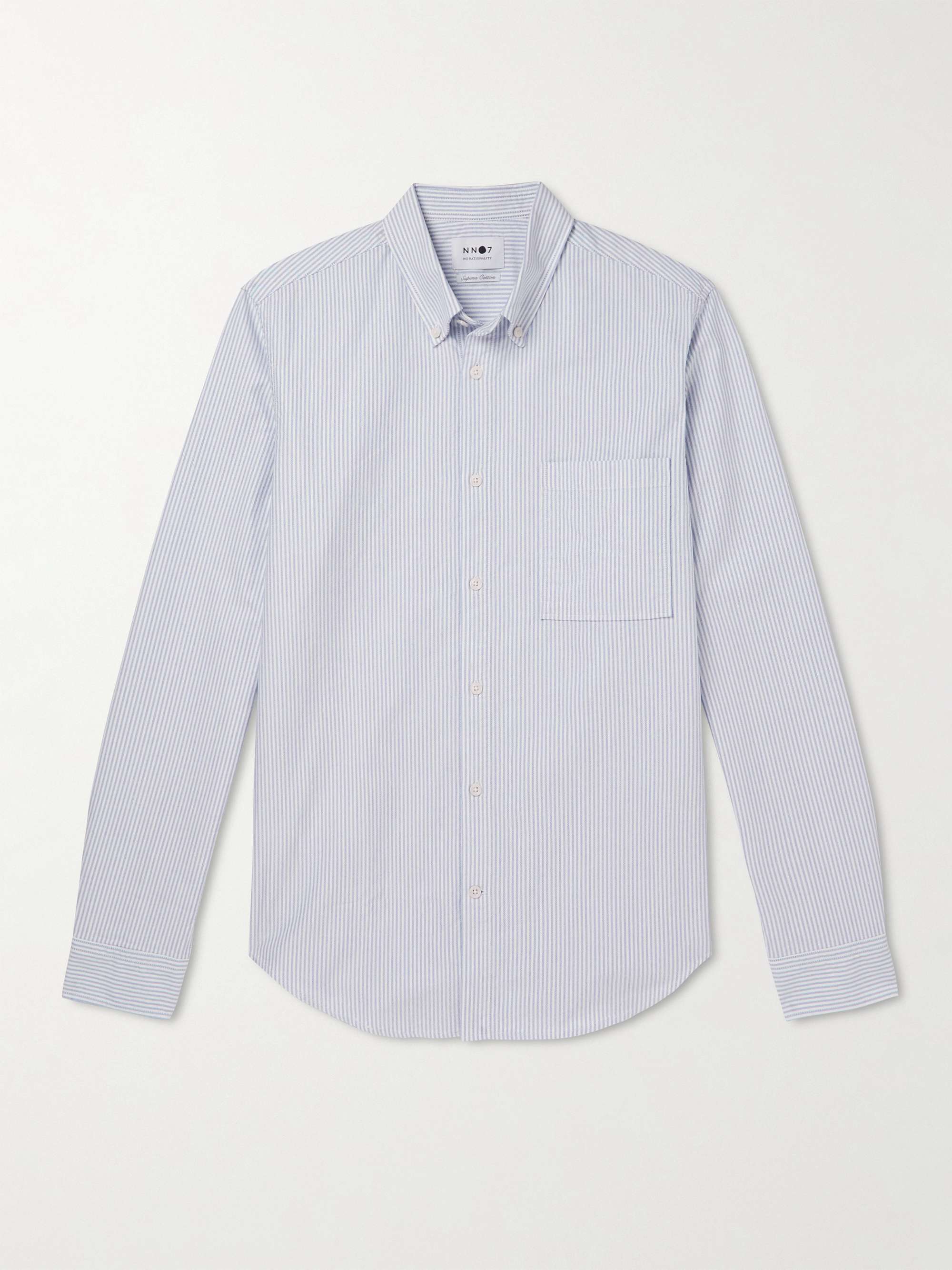 NN07 Arne Button-Down Collar Striped Cotton Oxford Shirt