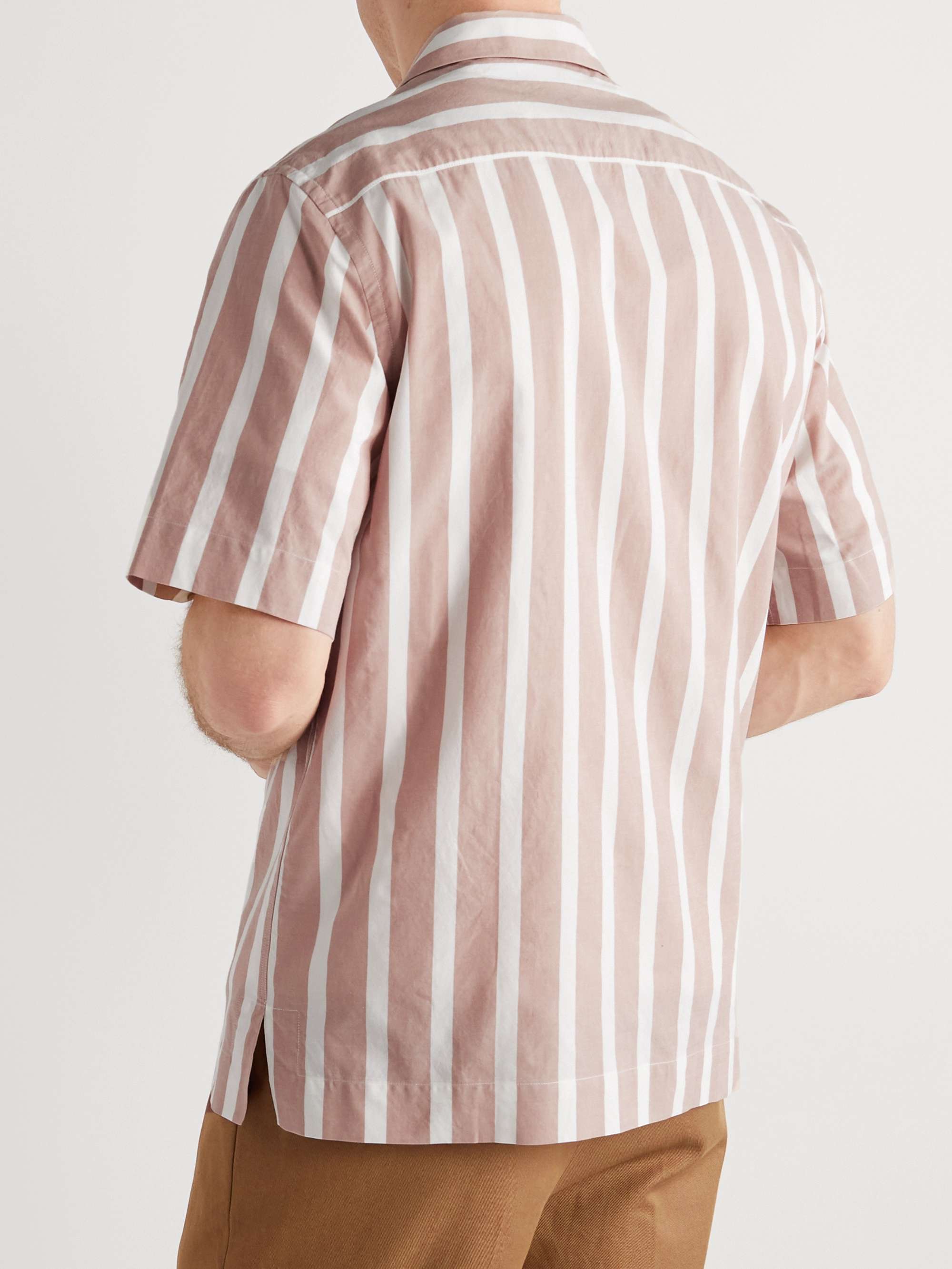 PAUL SMITH Convertible-Collar Striped Cotton and Lyocell-Blend Shirt