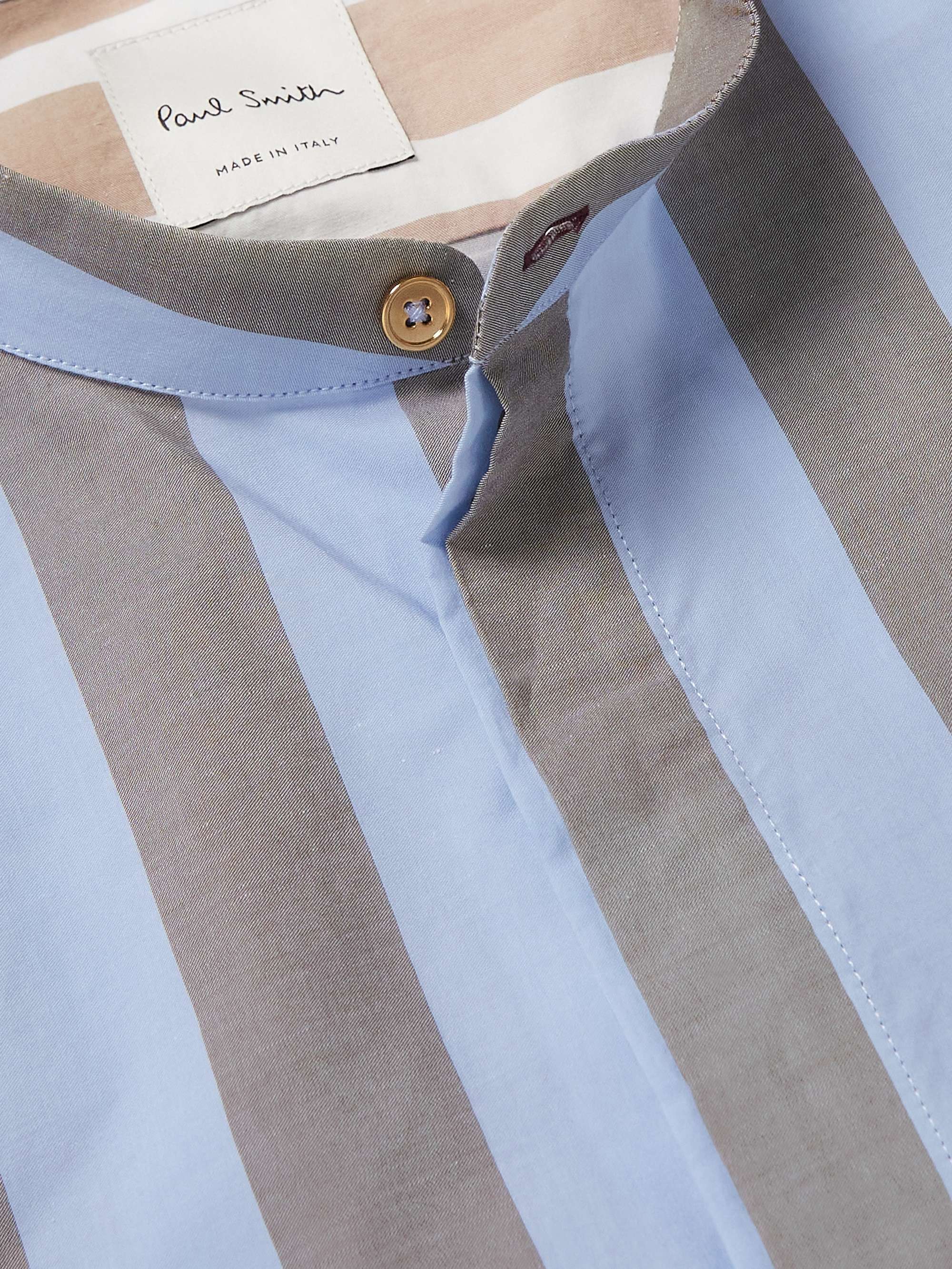 PAUL SMITH Grandad-Collar Striped Linen Shirt
