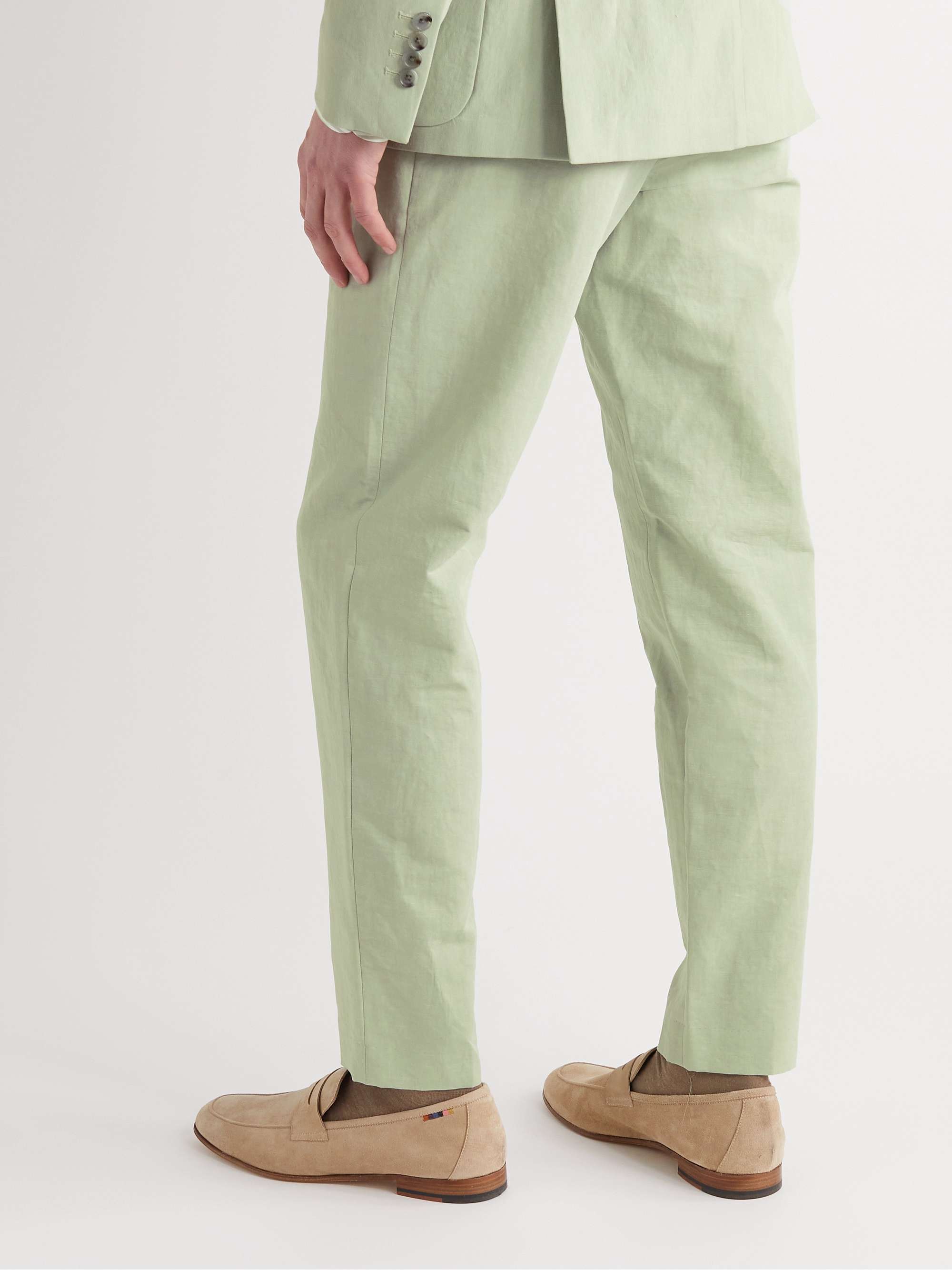 PAUL SMITH Straight-Leg Cotton and Linen-Blend Trousers