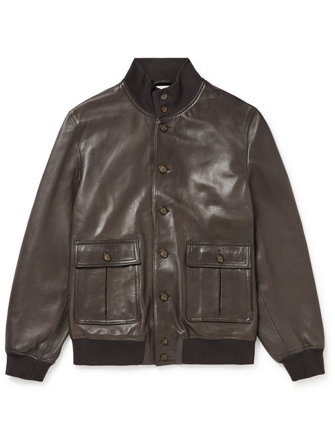 Valstar Ino Leather Bomber Jacket In Brown
