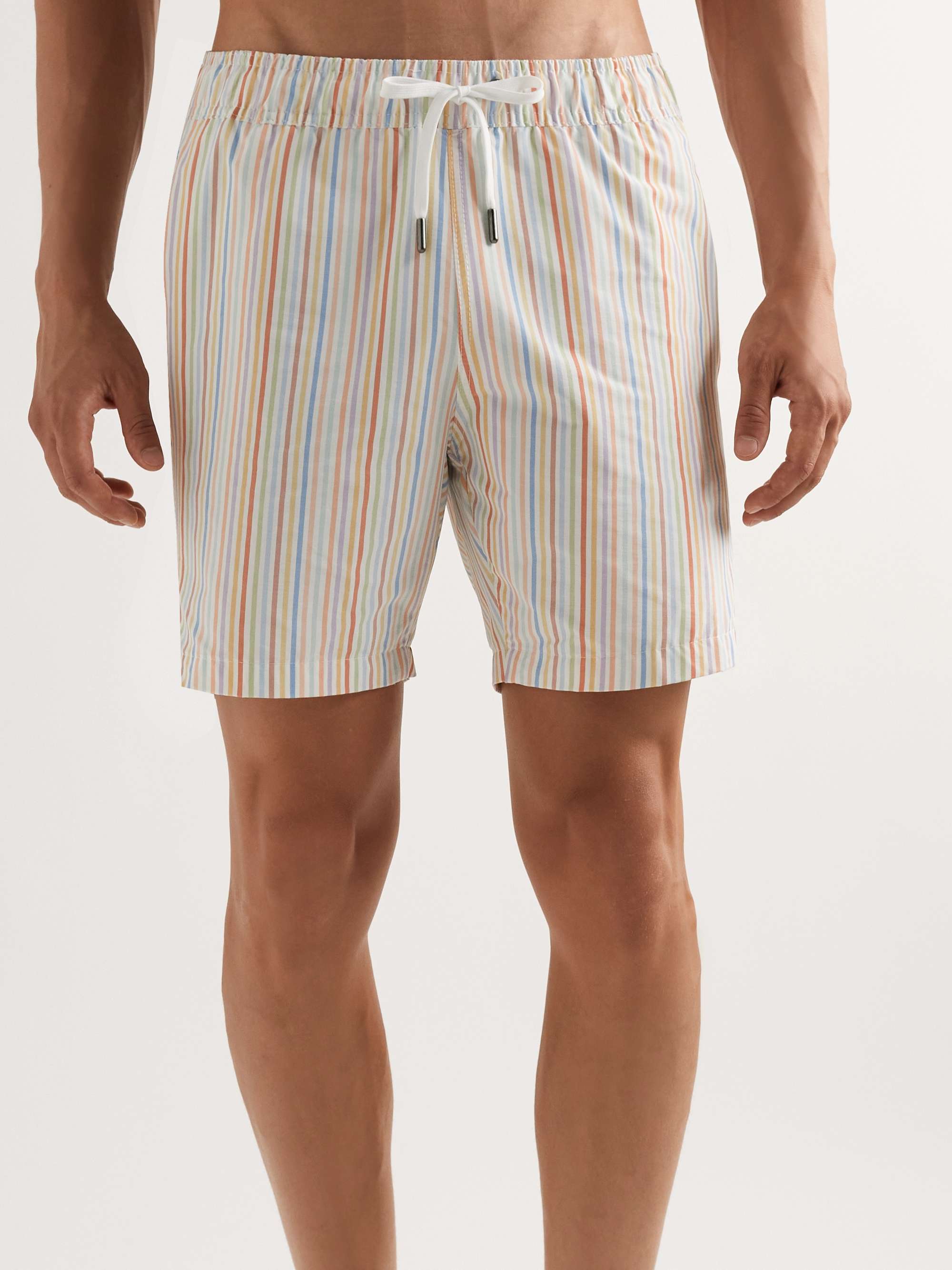ONIA Charles Straight-Leg Long-Length Striped Swim Shorts