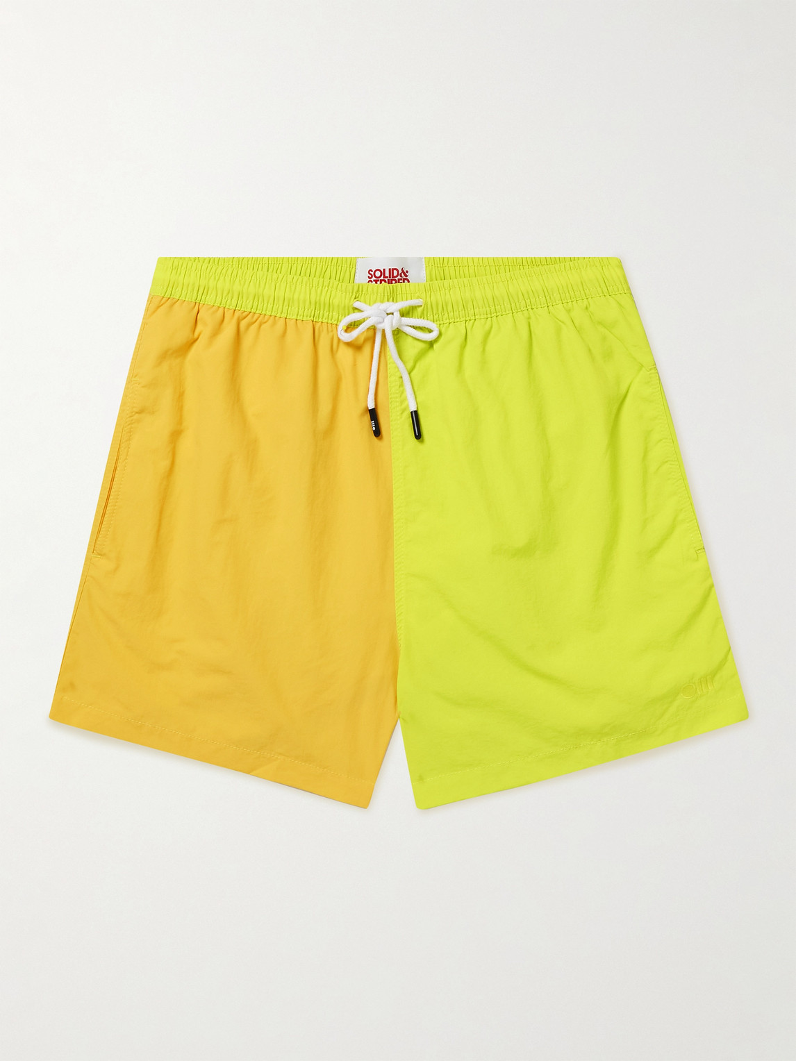 Solid & Striped The Classic Straight-leg Mid-length Colour-block Swim Shorts In Yellow