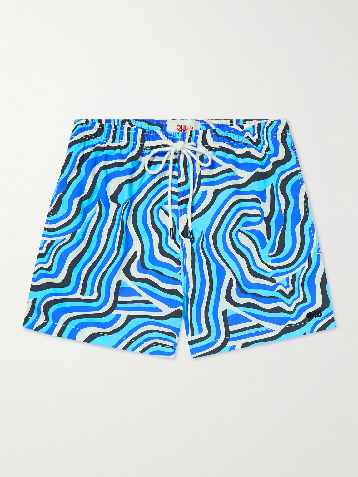 Solid & Striped The Classic Straight-leg Mid-length Printed Swim Shorts In Blue
