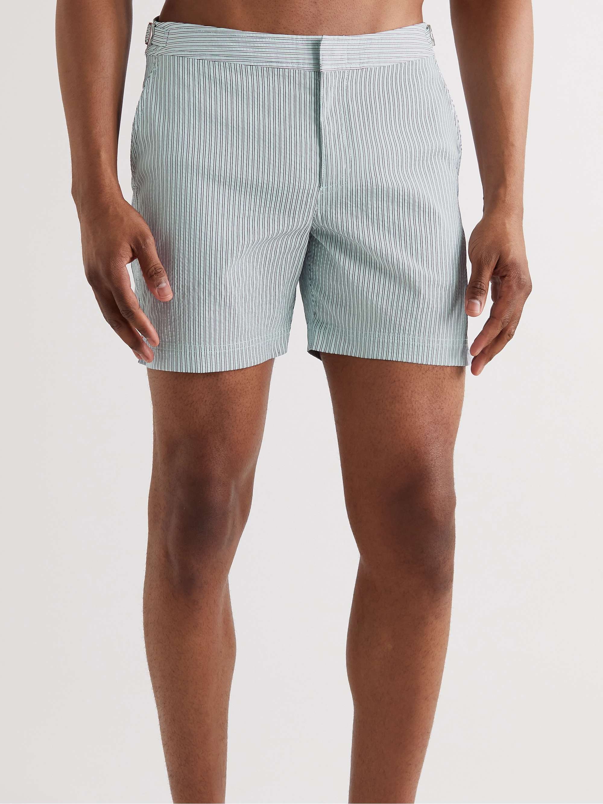ORLEBAR BROWN Bulldog Mid-Length Striped Cotton-Blend Swim Shorts