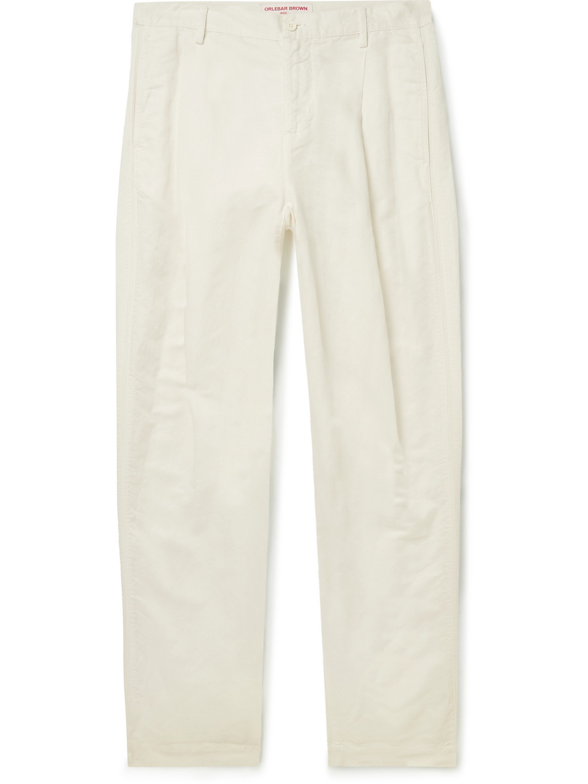 Orlebar Brown Dunmore Tapered Linen And Cotton-blend Twill Trousers In White