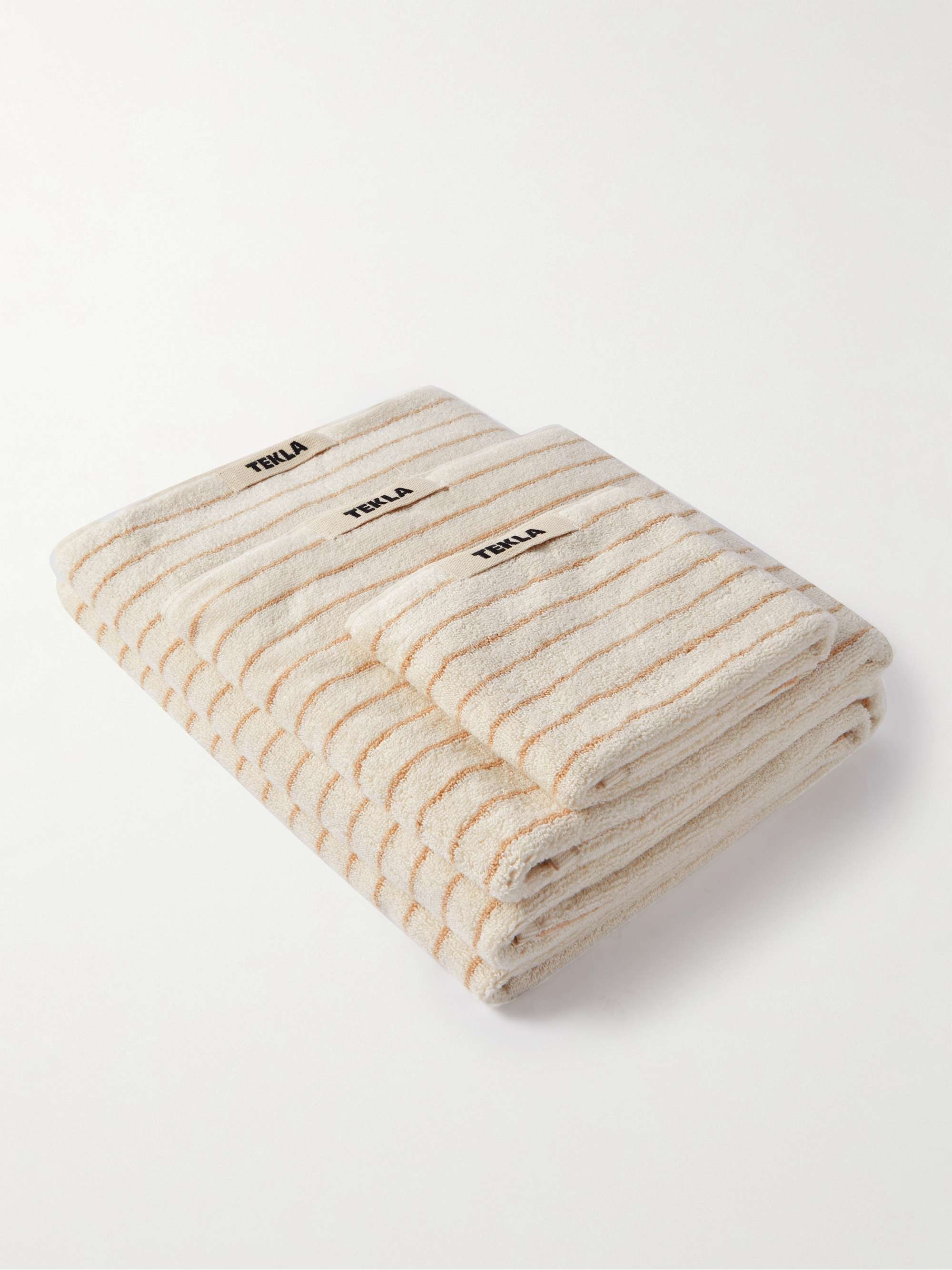 TEKLA Bath Set of Four Striped Organic Cotton-Terry Towels