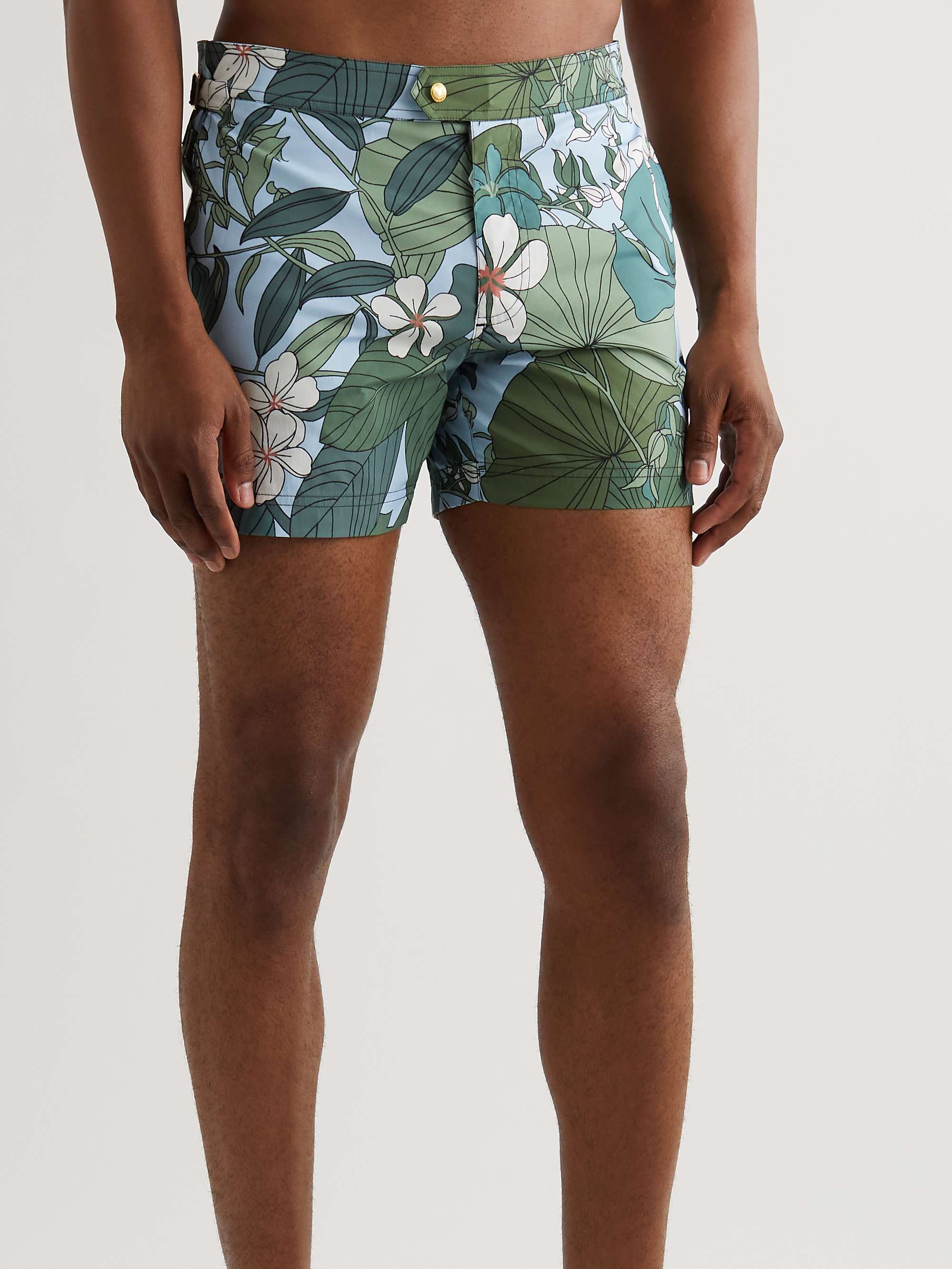 Blue Slim-Fit Short-Length Floral-Print Swim Shorts | TOM FORD | MR PORTER