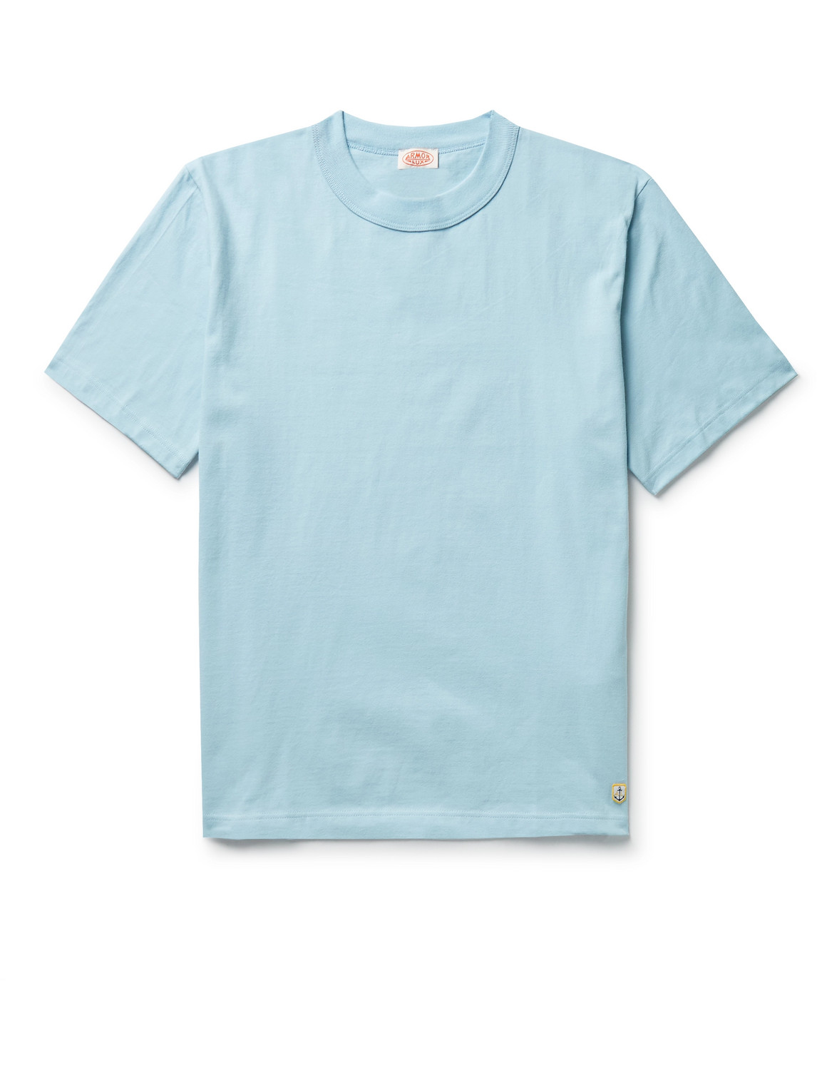 Armor-lux Callac Logo-appliquéd Organic Cotton-jersey T-shirt In Sky Blue