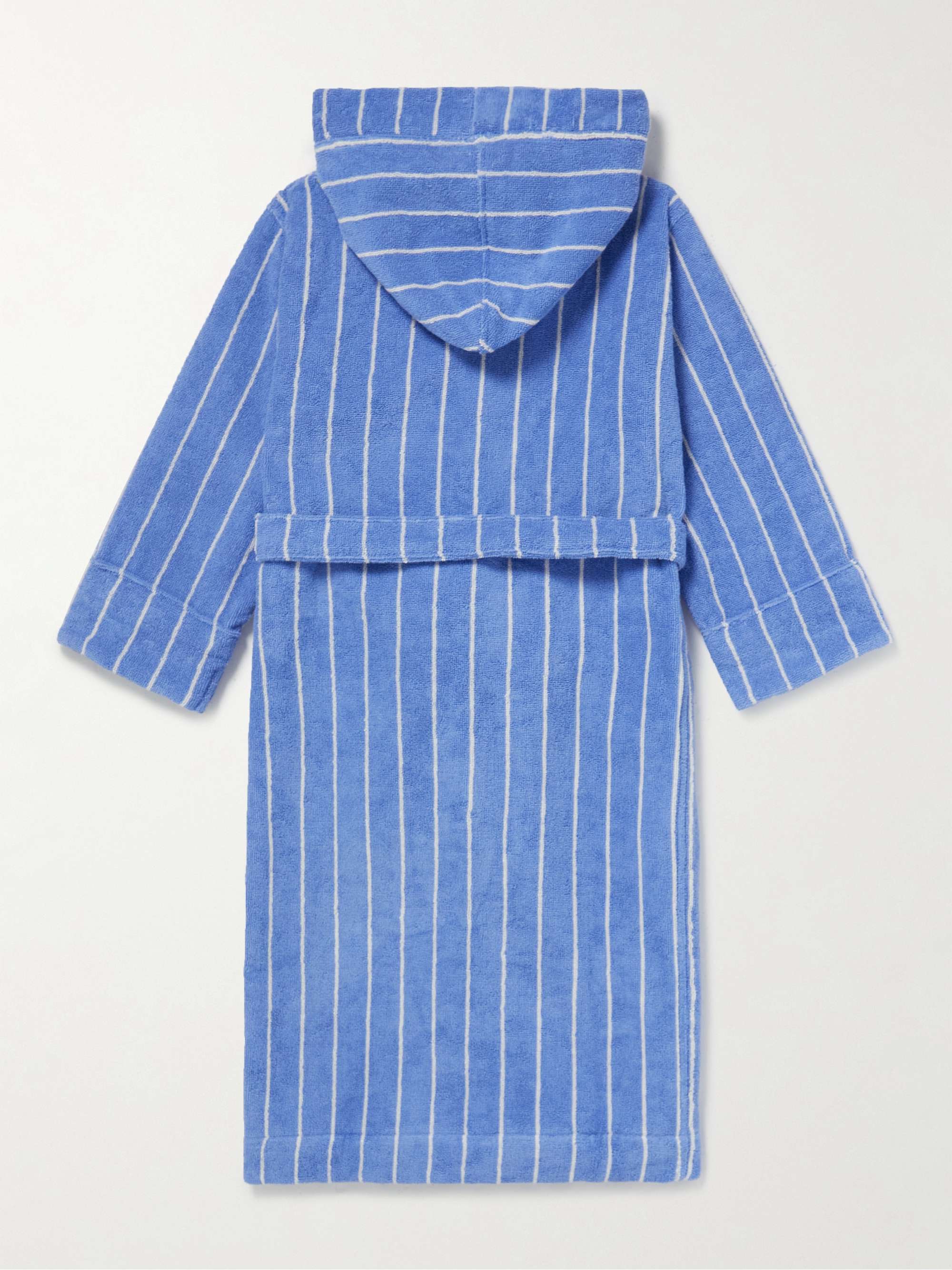 TEKLA KIDS Striped Organic Cotton-Terry Hooded Robe