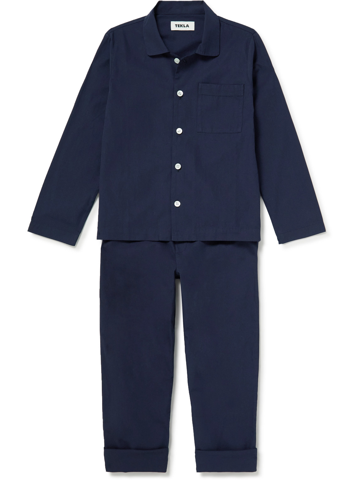 Tekla Organic Cotton-poplin Pyjama Set In Blue