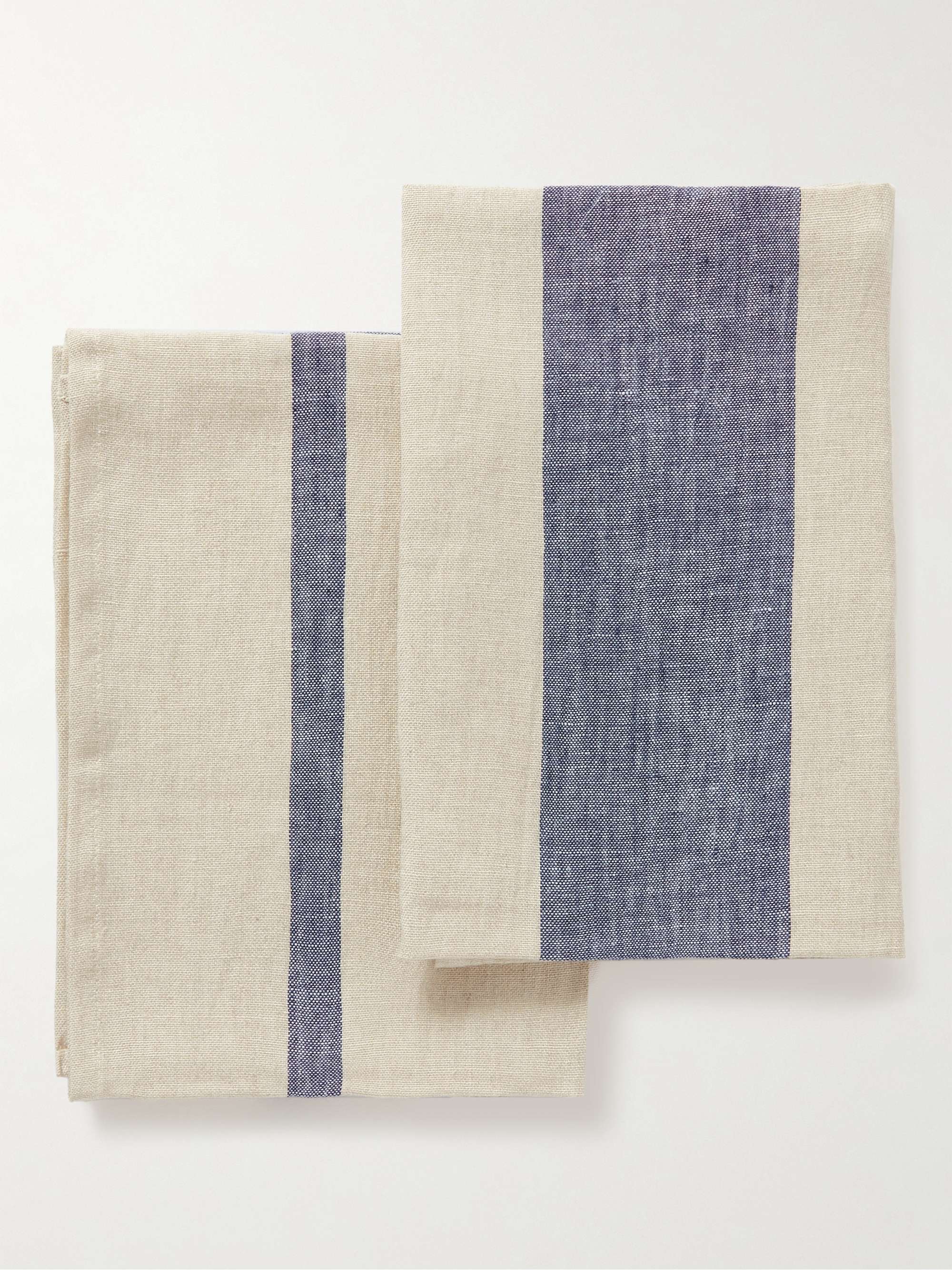 CLEVERLY LAUNDRY Set of Two Striped Linen Tea Towels