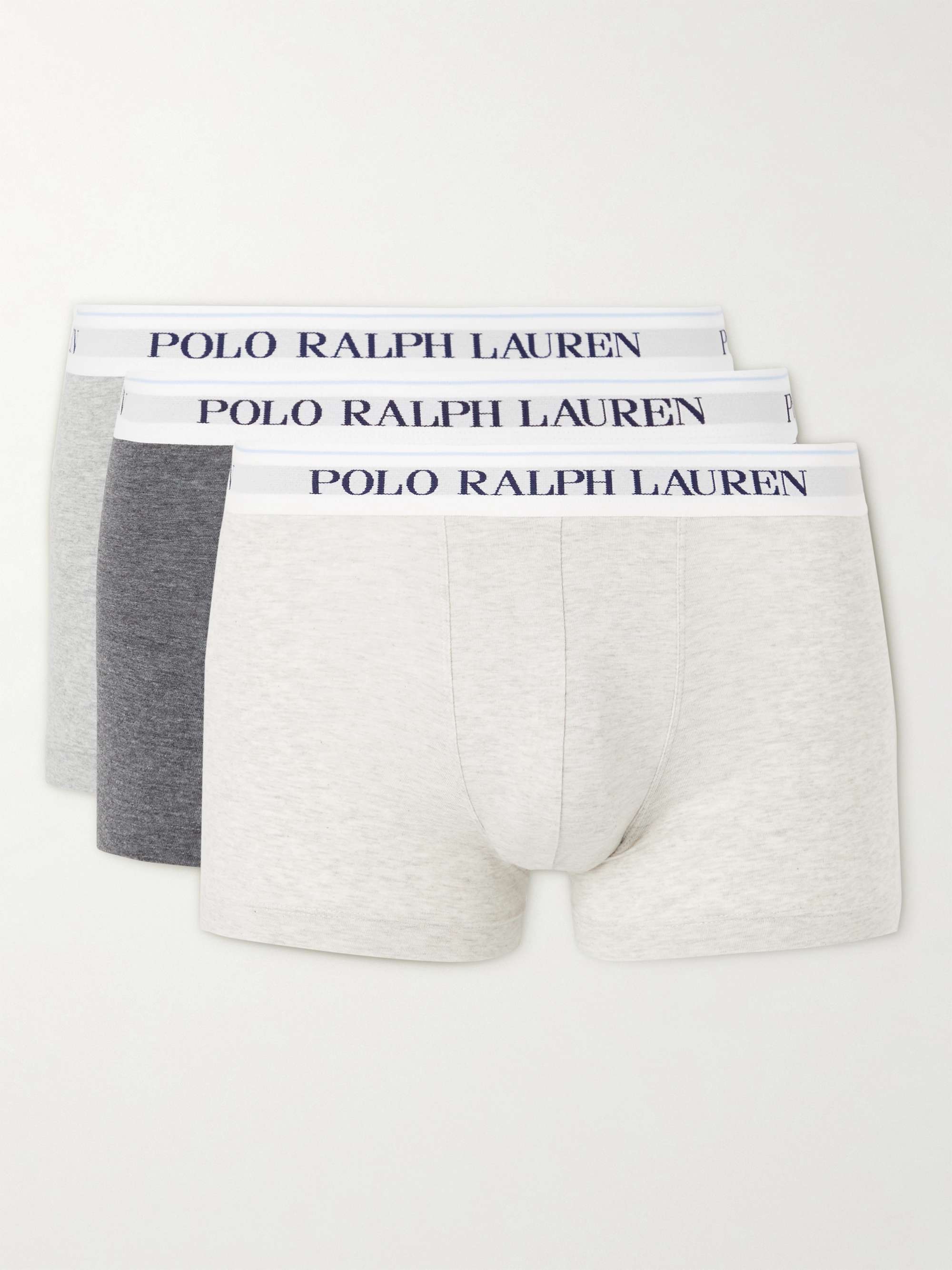 폴로 랄프로렌 Polo Ralph Lauren Three-Pack Stretch-Cotton Boxer Briefs,Gray