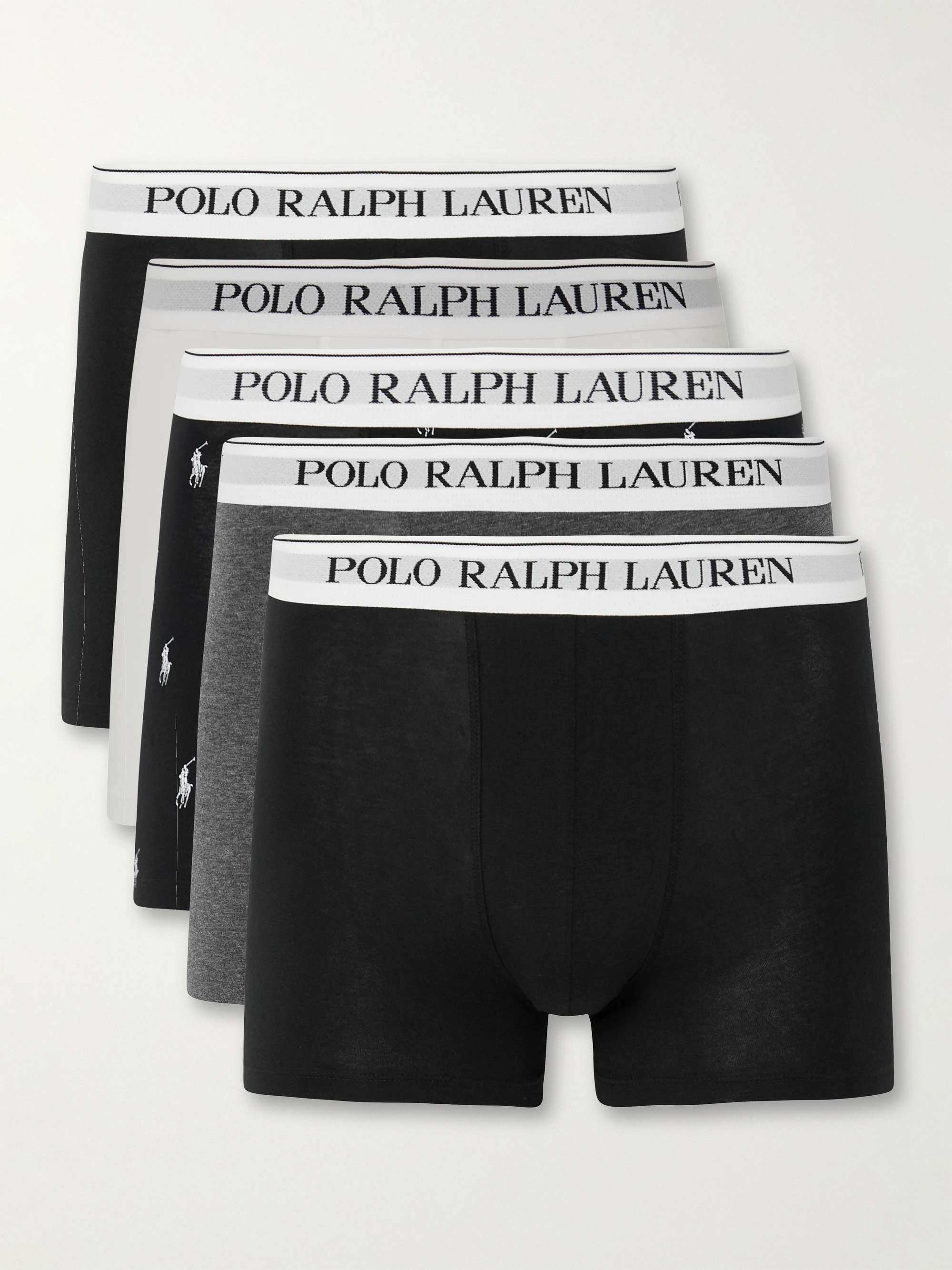 폴로 랄프로렌 Polo Ralph Lauren Five-Pack Stretch-Cotton Jersey Boxer Briefs,Gray