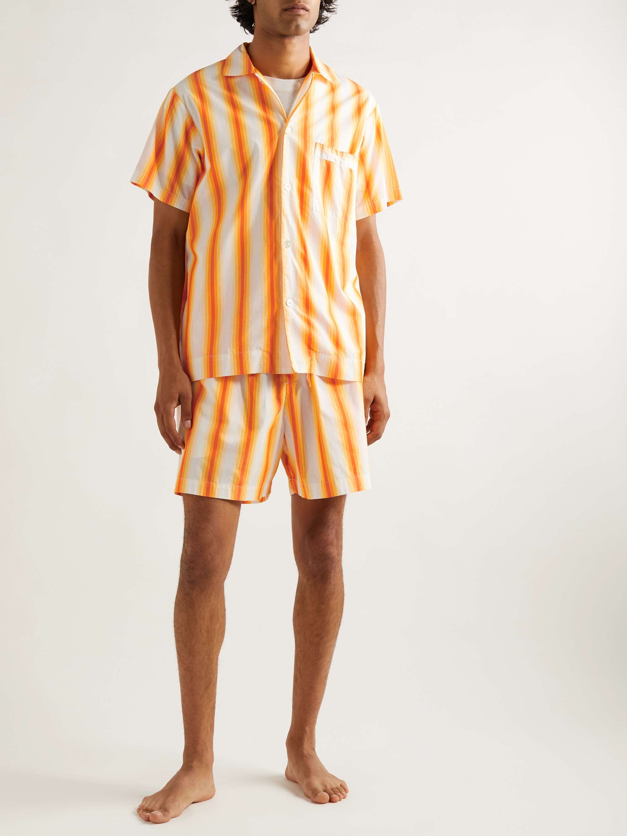 Orange Striped Organic Cotton-Poplin Pyjama Shirt | TEKLA | MR PORTER