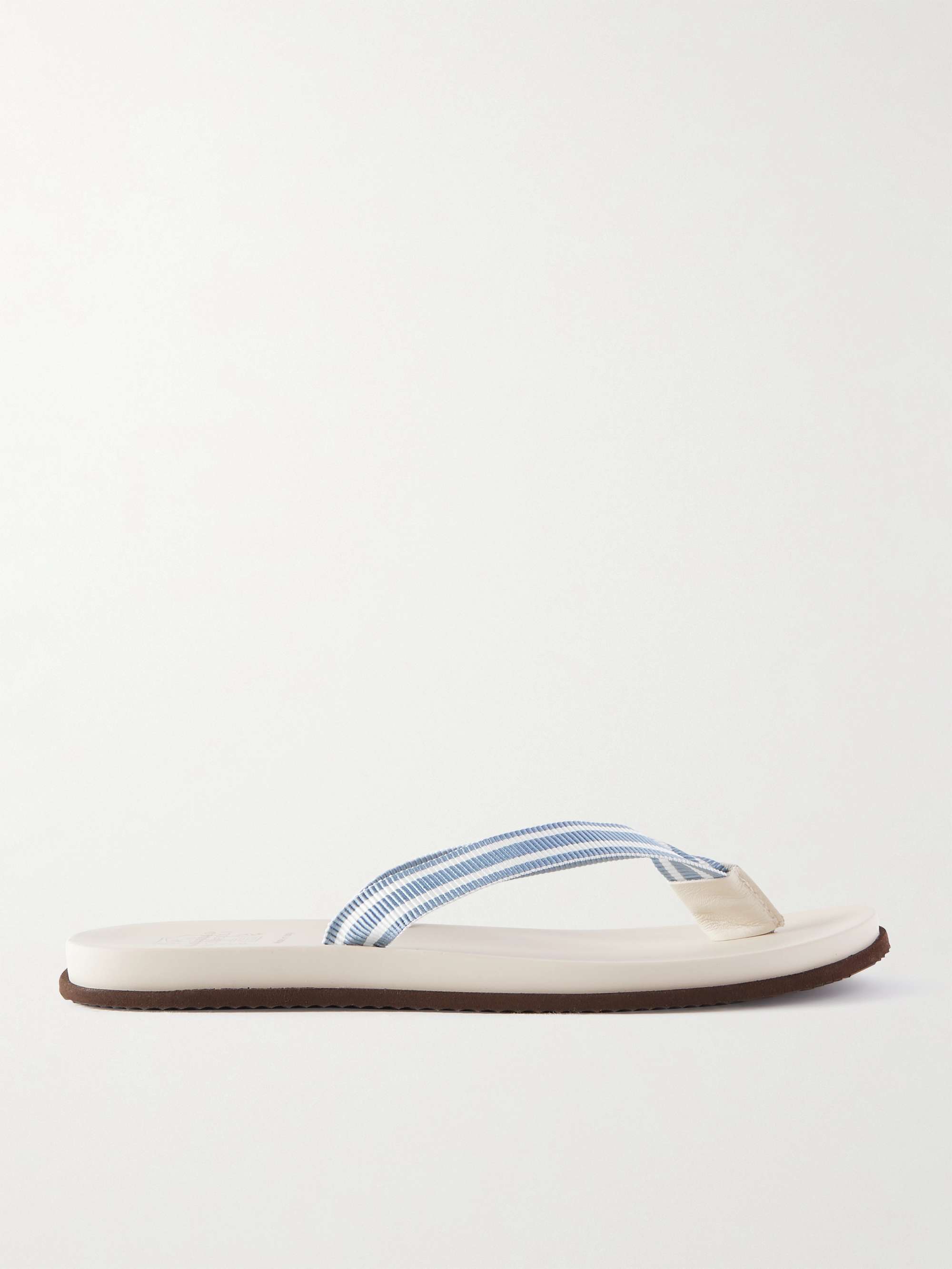 mrporter.com | Leather-Trimmed Striped Grosgrain Sandals
