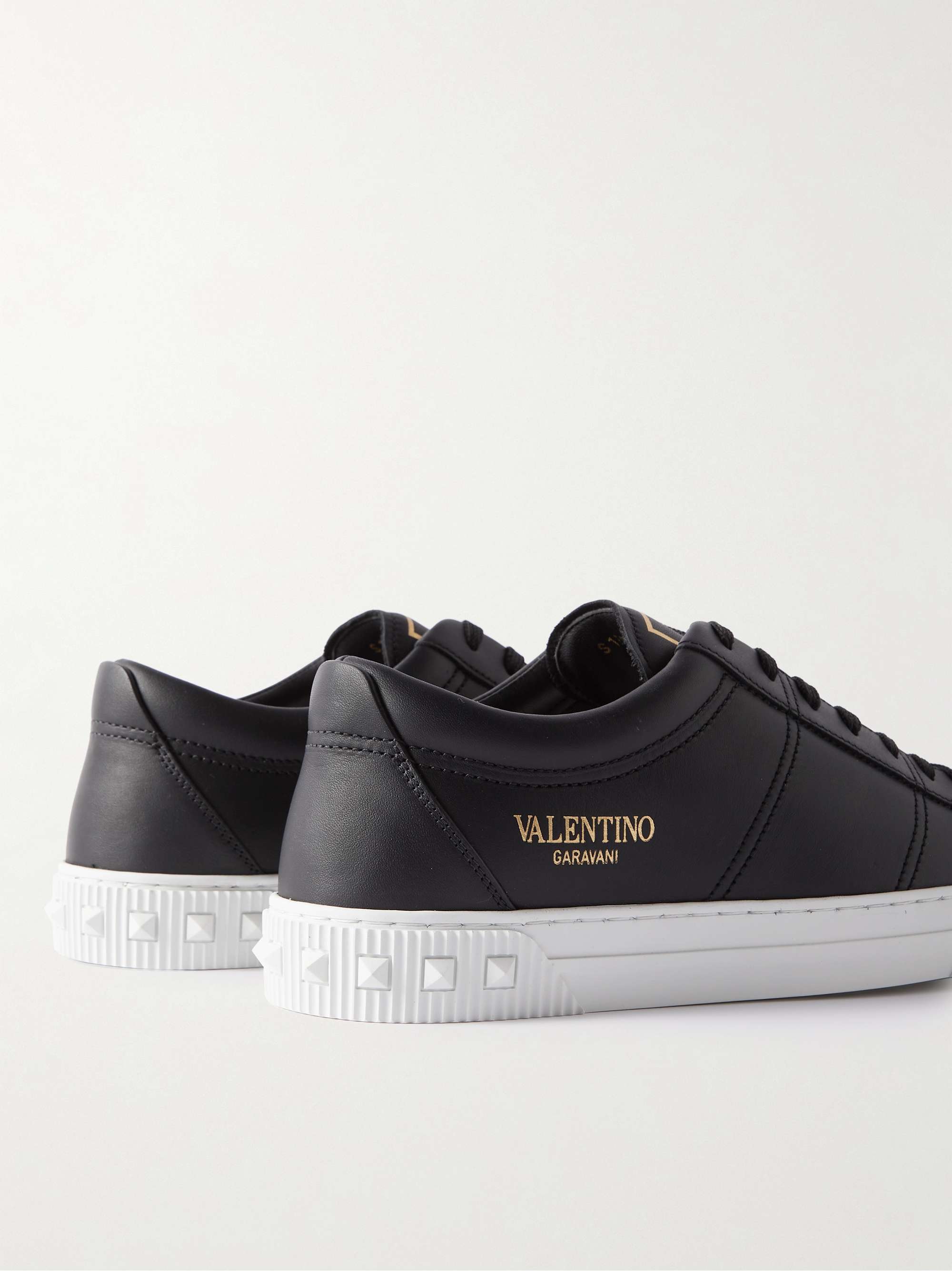 VALENTINO Valentino Garavani Cityplanet Rockstud Logo-Print Leather Sneakers
