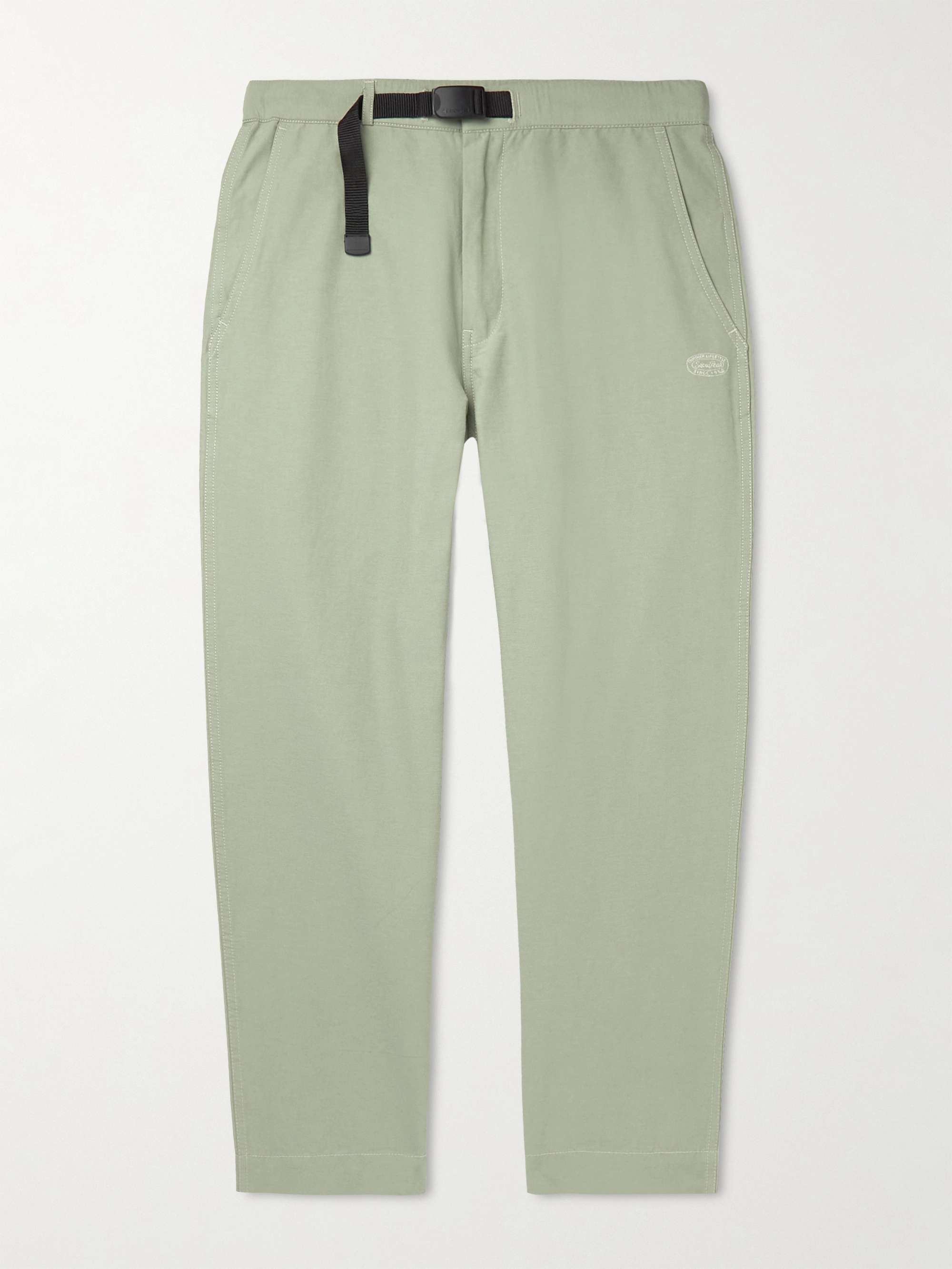 SNOW PEAK Cropped Tapered Belted Cotton and Nylon-Blend Trousers