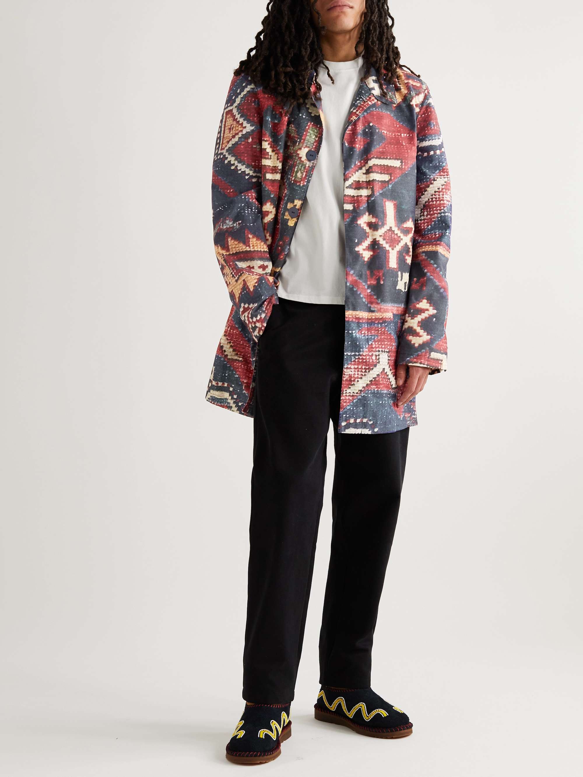 KING KENNEDY RUGS Printed Shell Trench Coat