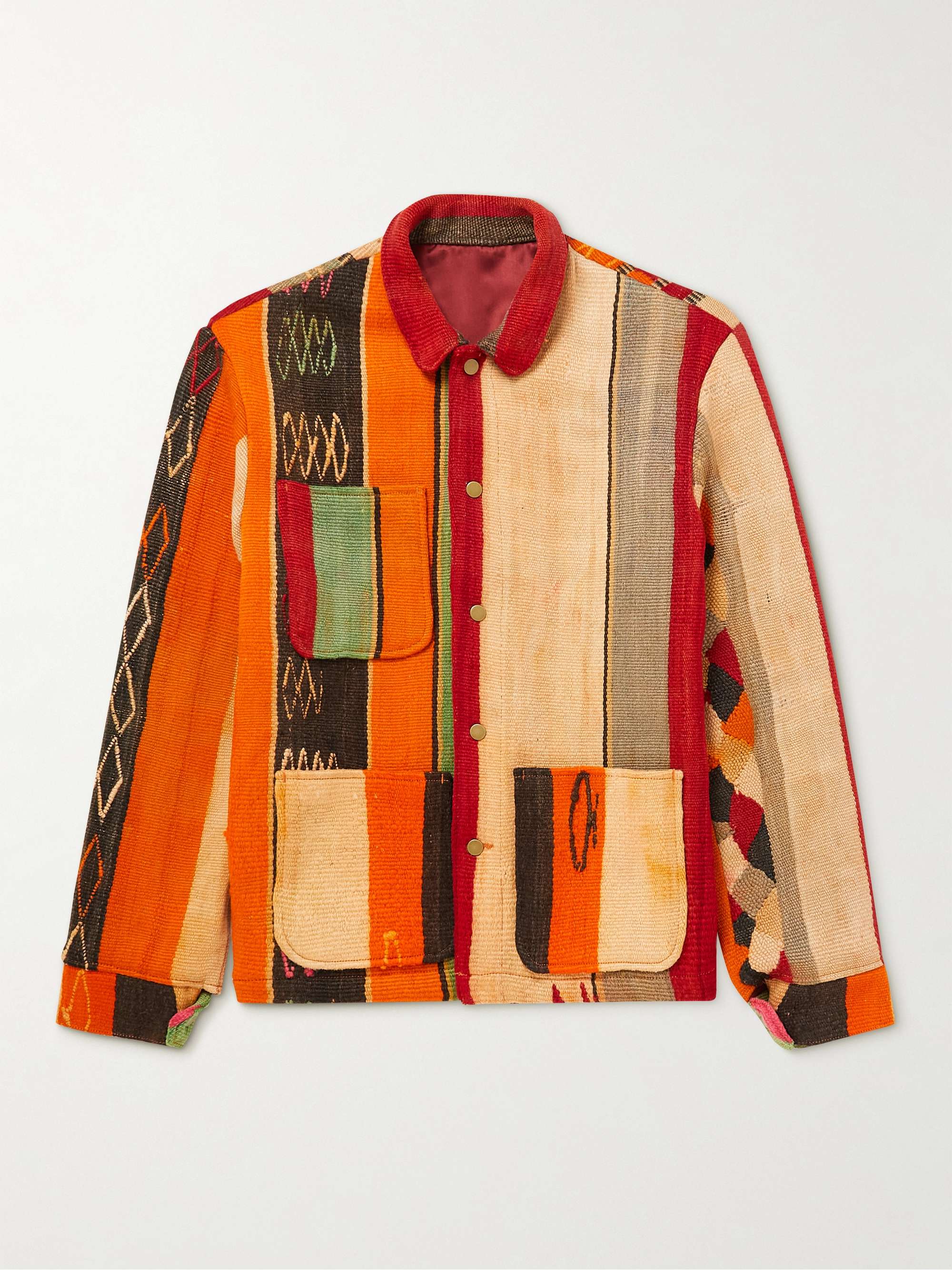 KING KENNEDY RUGS Upcycled Patchwork Wool-Jacquard Chore Jacket