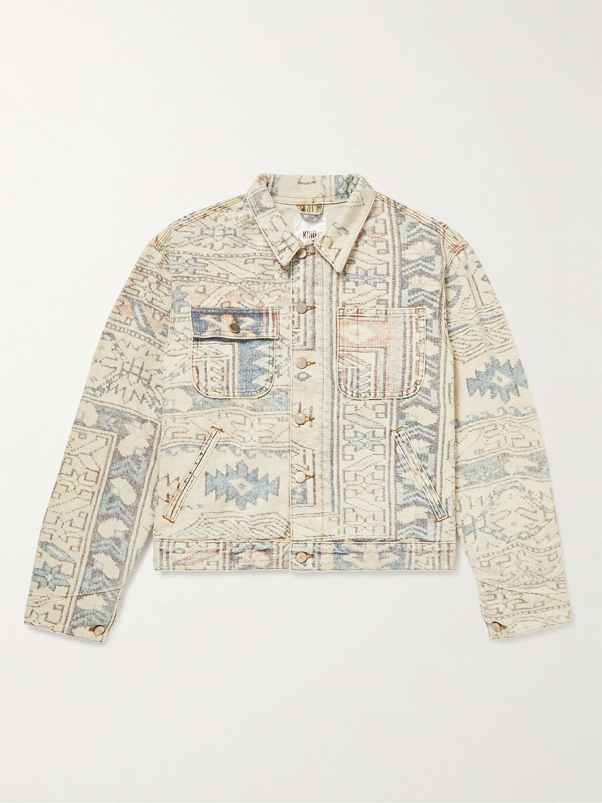 KING KENNEDY RUGS Printed Organic Cotton-Canvas Trucker Jacket
