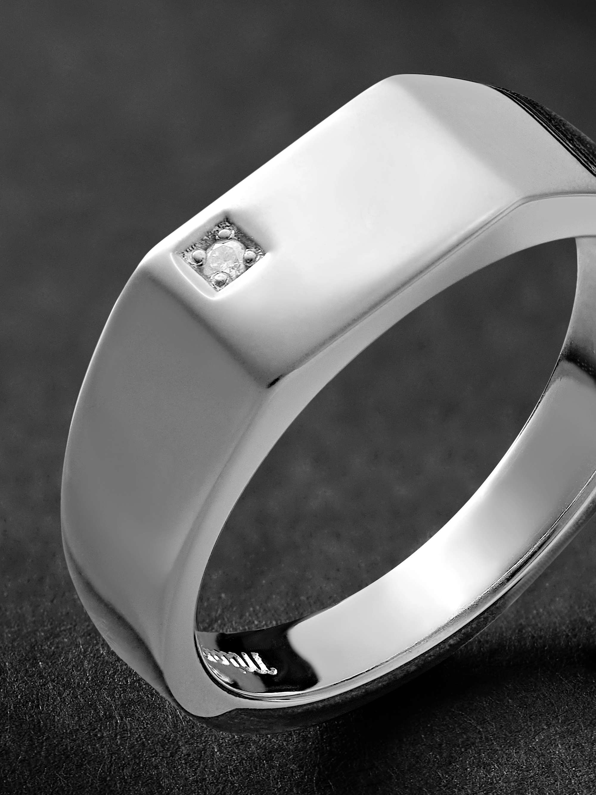 MIANSAI Geo Silver Diamond Signet Ring