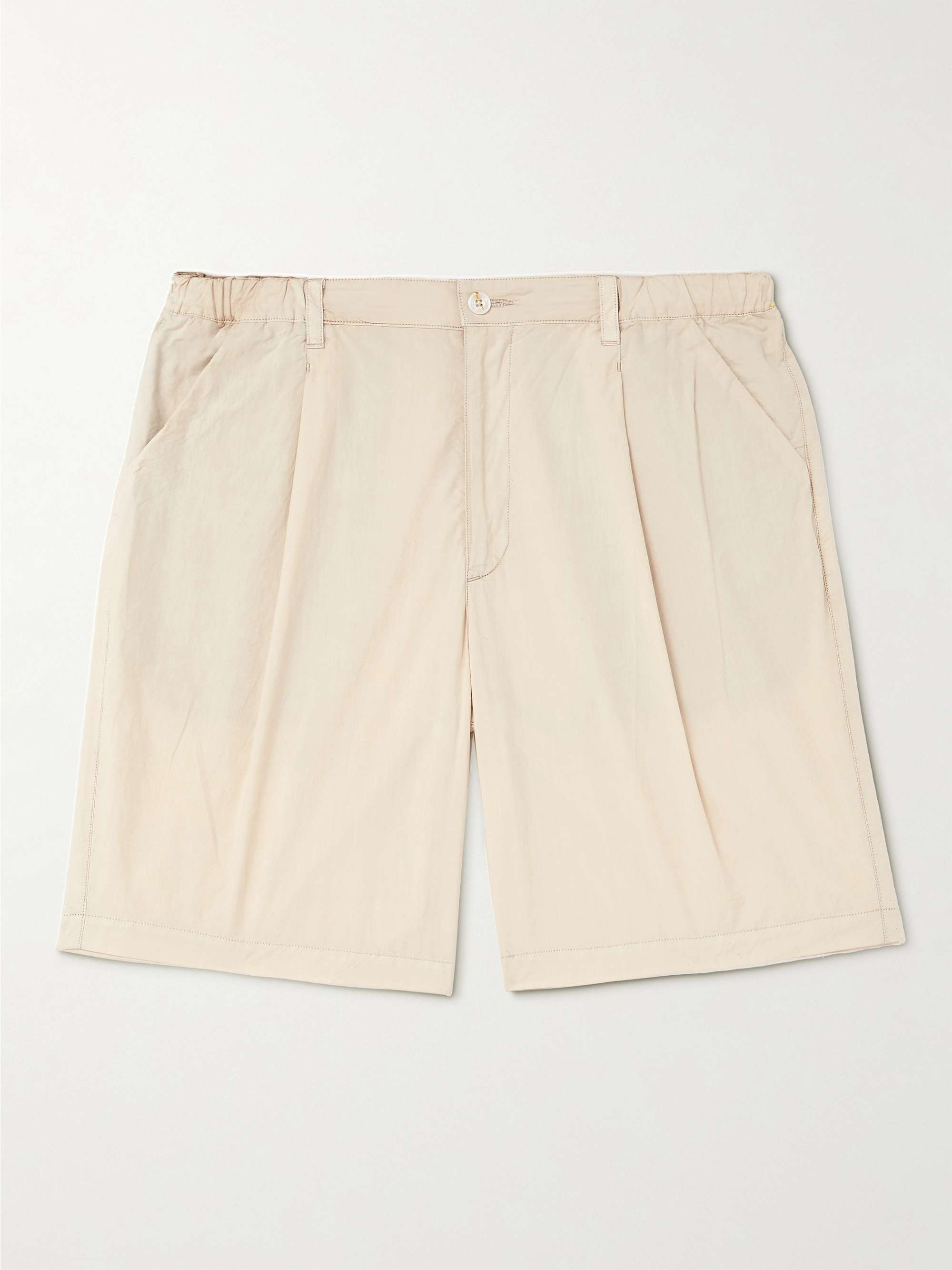 COTTLE Zen Loan Tactac Wide-Leg Pleated Cotton Shorts