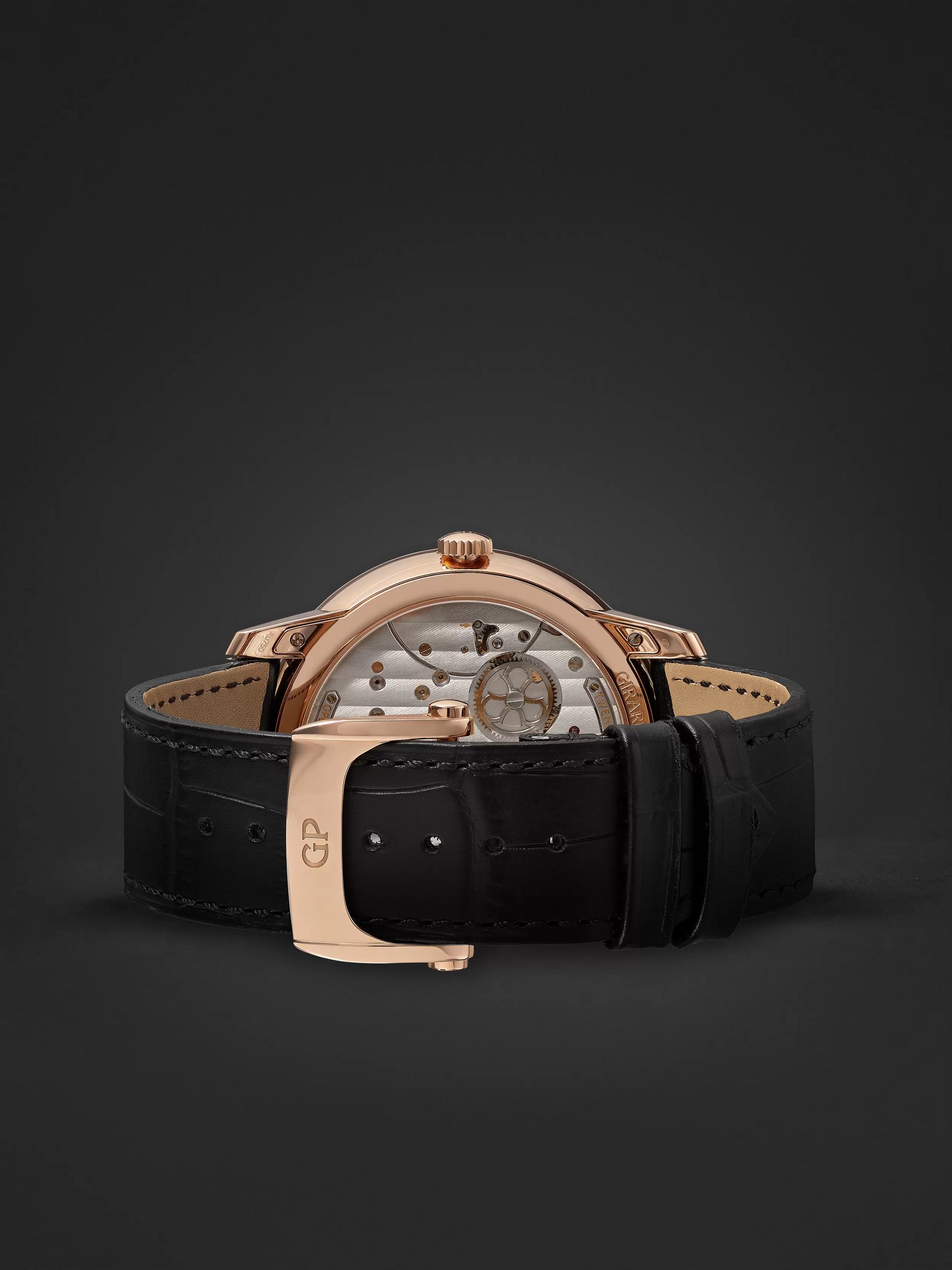 GIRARD-PERREGAUX Classic Bridges Automatic Skeleton 45mm Rose Gold and Alligator Watch, Ref. No. 86000-52-001-BB6A