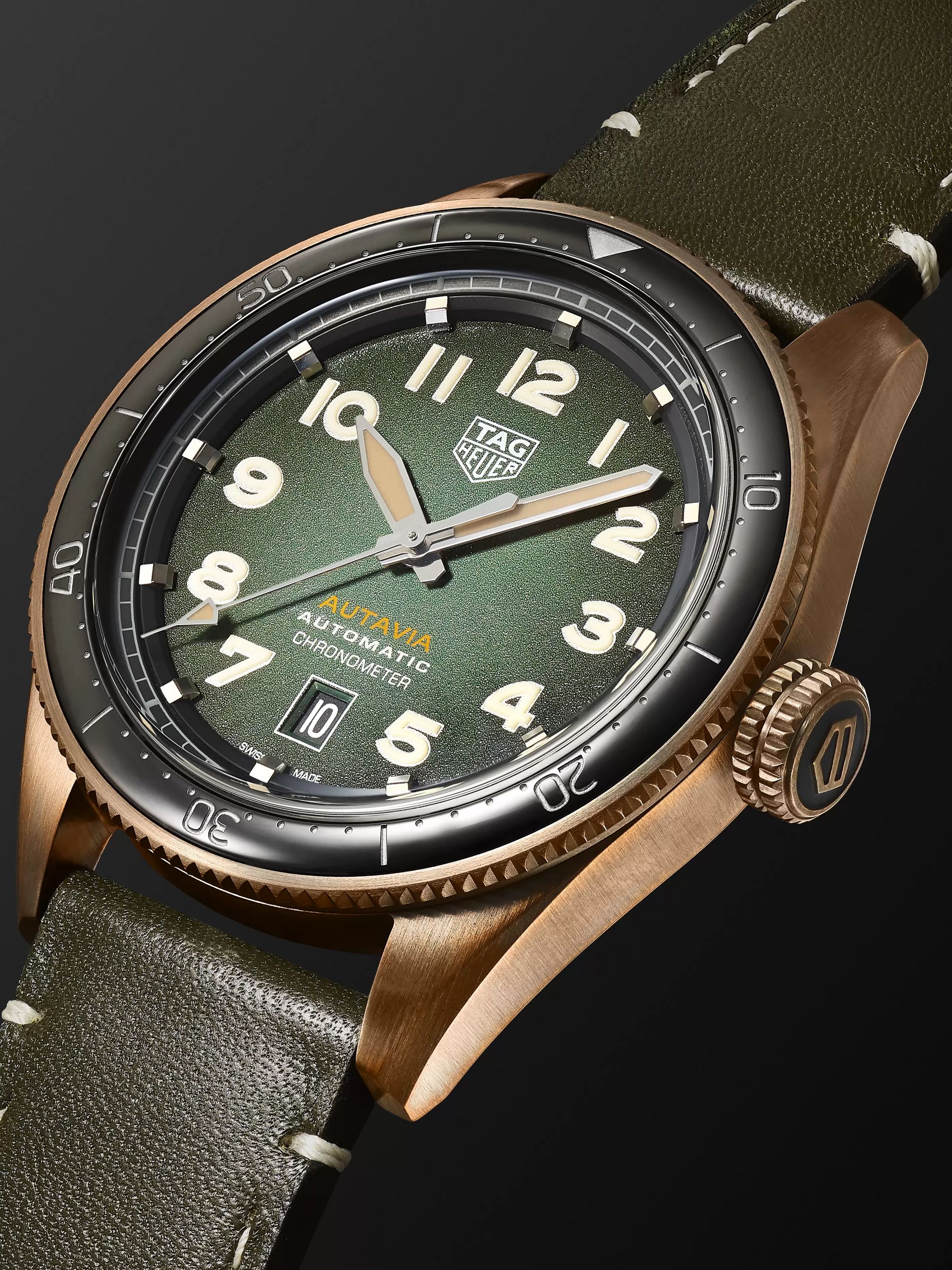 TAG Heuer Autavia Automatic Chronometer 42mm Bronze and Leather Watch, Ref. No. WBE5190.FC8268
