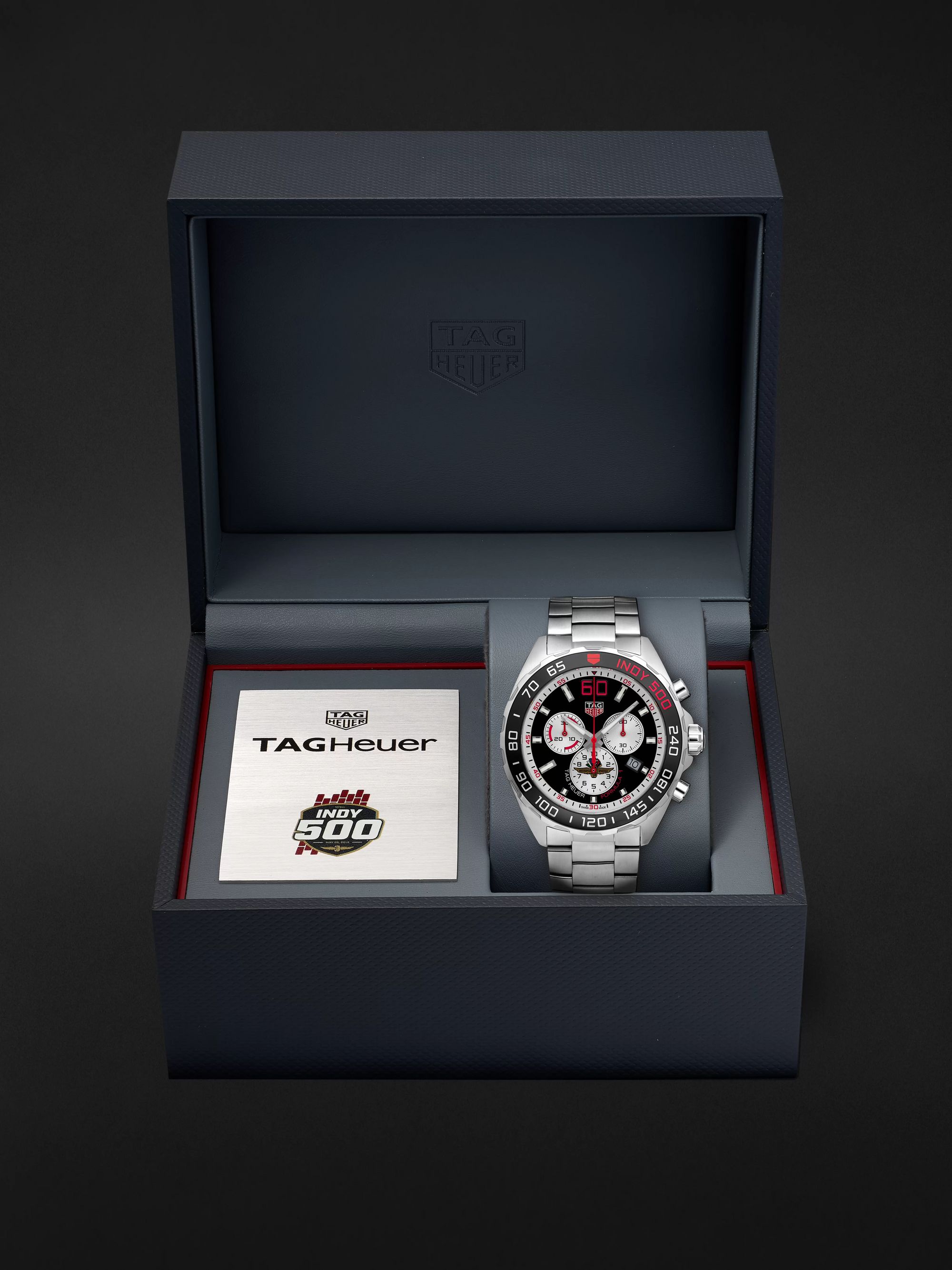 TAG Heuer Formula 1 Indy 500 Limited Edition Chronograph 43mm Stainless Steel Watch, Ref. No. CAZ101V.BA0842