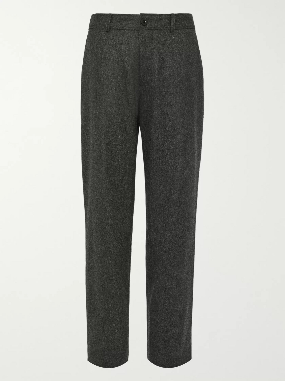 Mr P Wide-leg Grey Wool-flannel Trousers In Gray