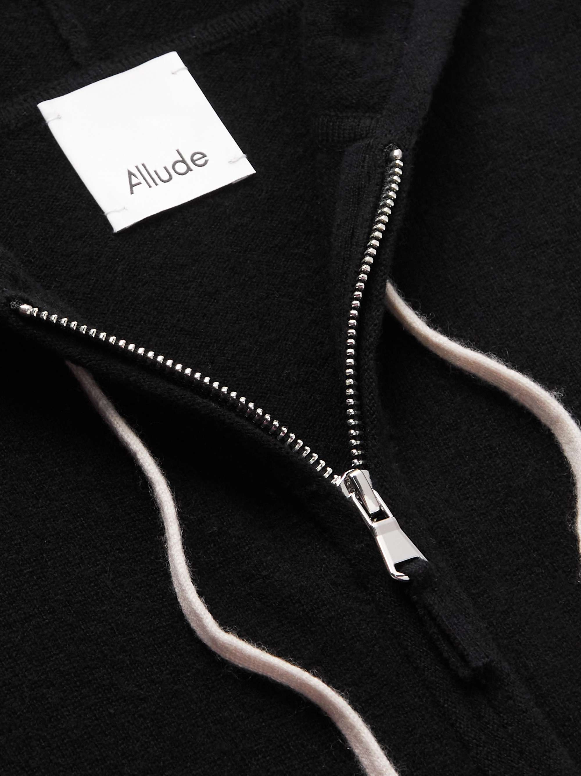 ALLUDE Virgin Wool and Cashmere Blend Zip-Up Hoodie