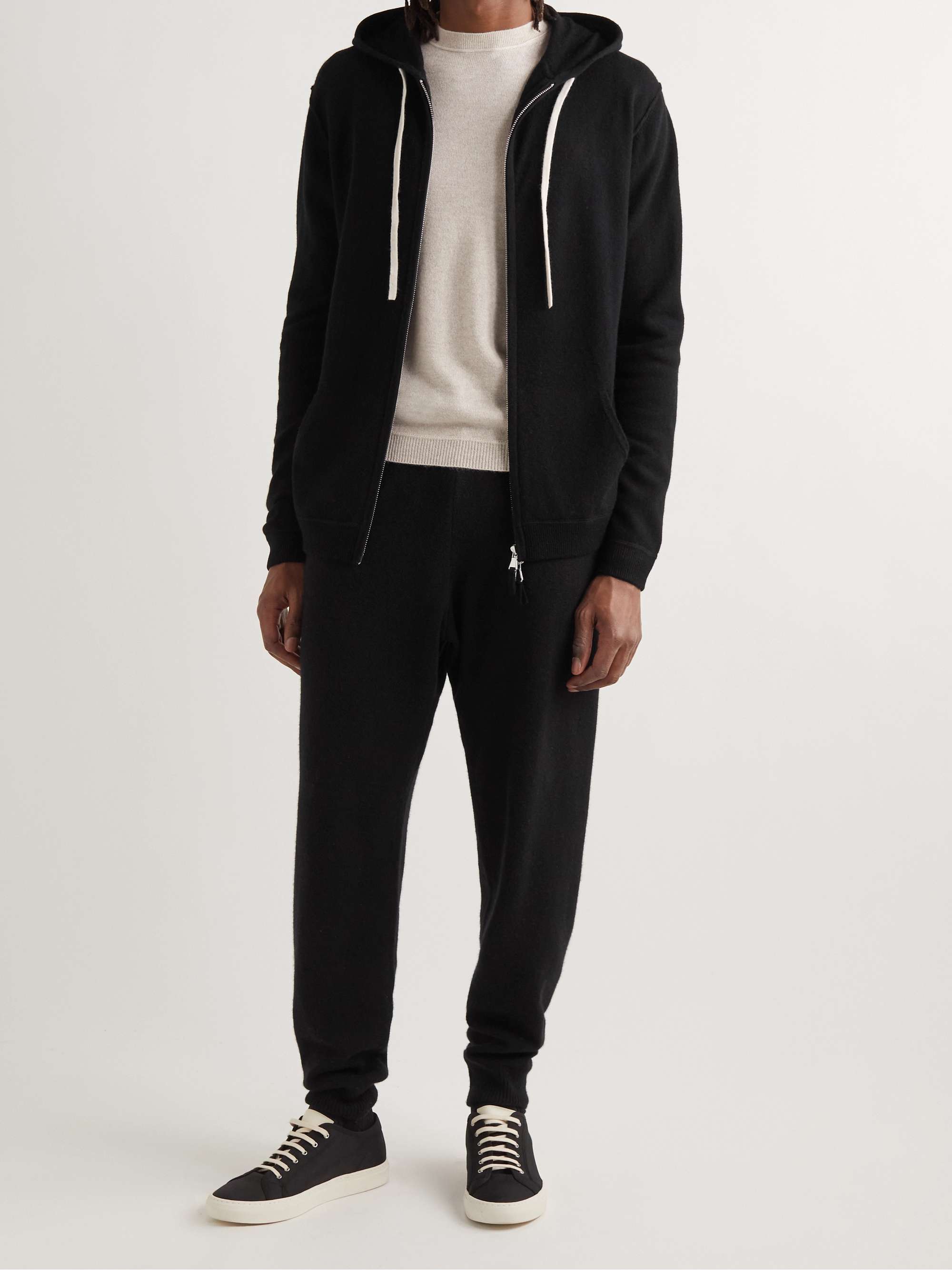 ALLUDE Virgin Wool and Cashmere Blend Zip-Up Hoodie