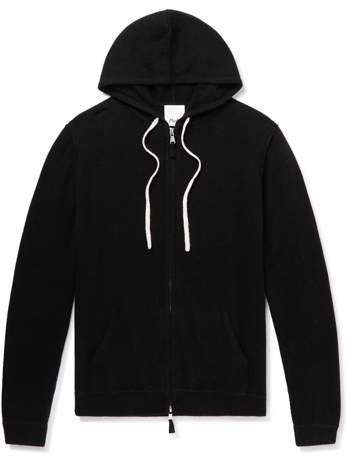 Allude Virgin Wool And Cashmere Blend Zip-up Hoodie In Black