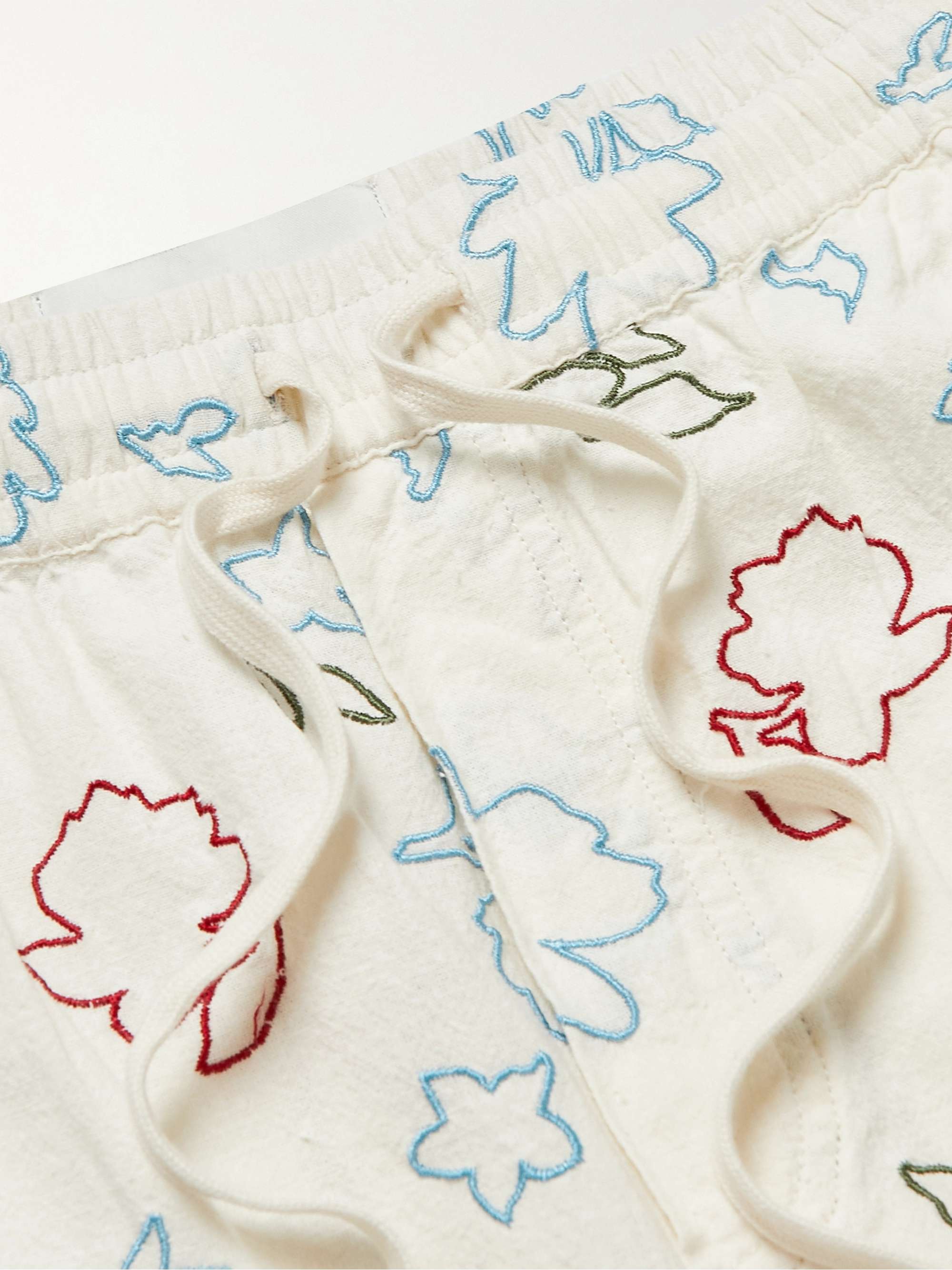 CORRIDOR Straight-Leg Floral-Print Linen and Cotton-Blend Drawstring Shorts
