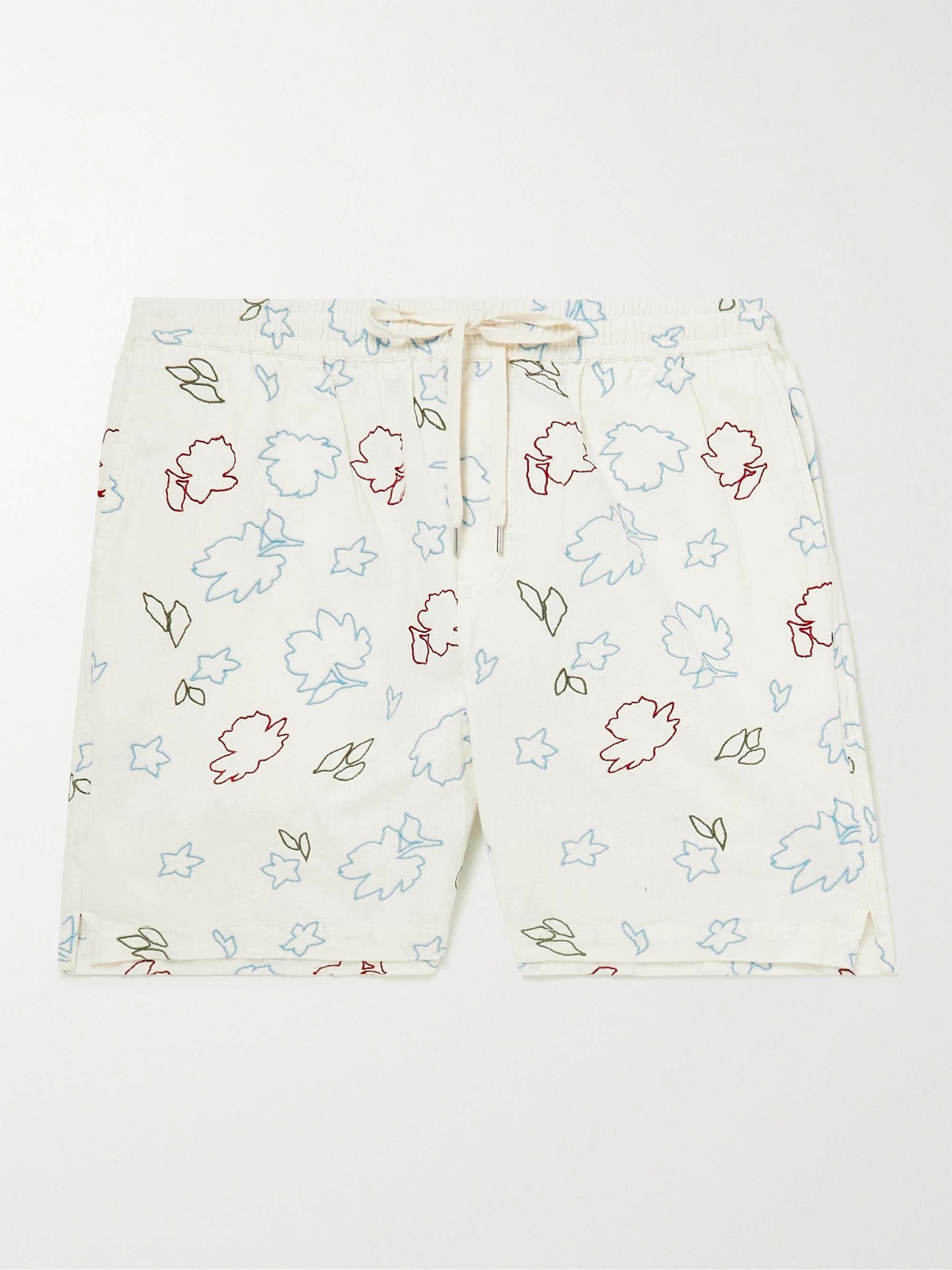 CORRIDOR Straight-Leg Floral-Print Linen and Cotton-Blend Drawstring Shorts