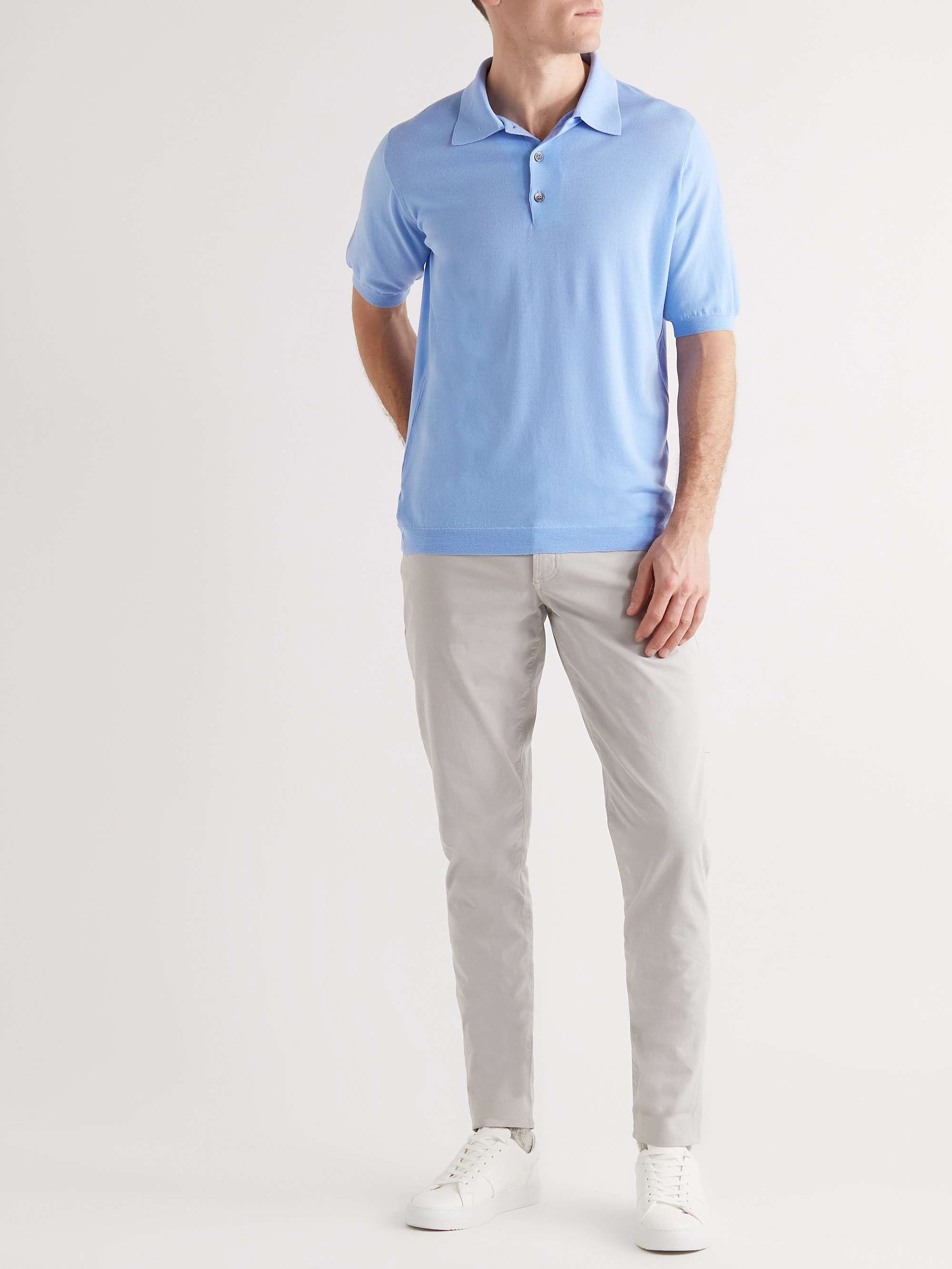 Blue Wool Polo Shirt | ANDERSON & SHEPPARD | MR PORTER