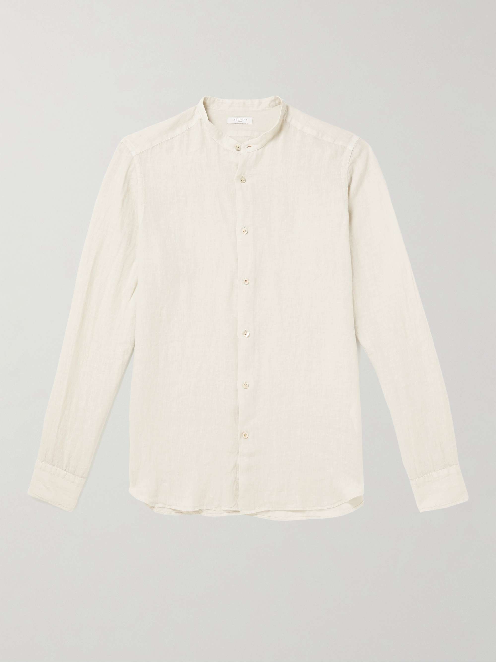 BOGLIOLI Grandad-Collar Linen Shirt