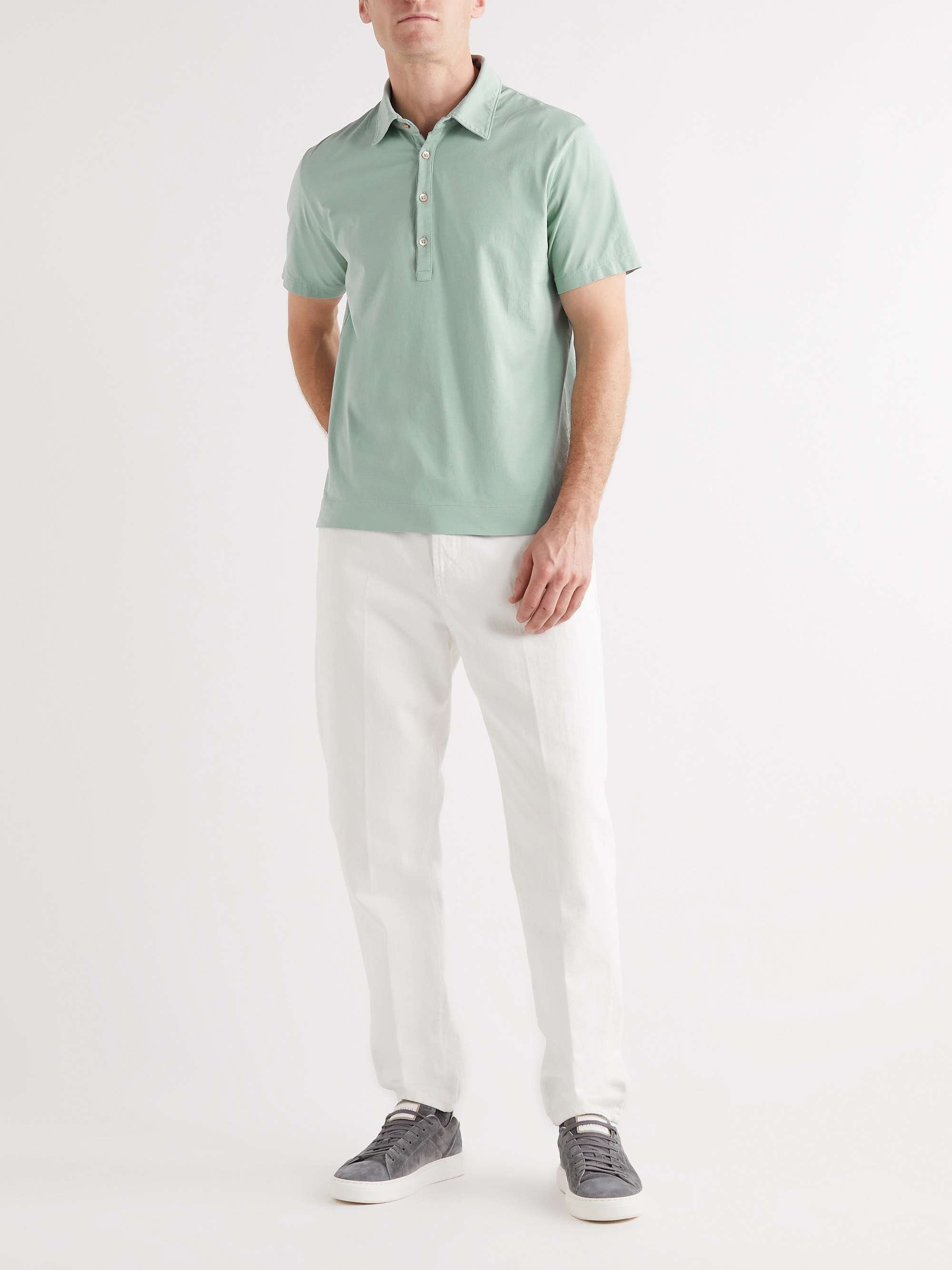 BOGLIOLI Garment-Dyed Cotton-Jersey Polo Shirt
