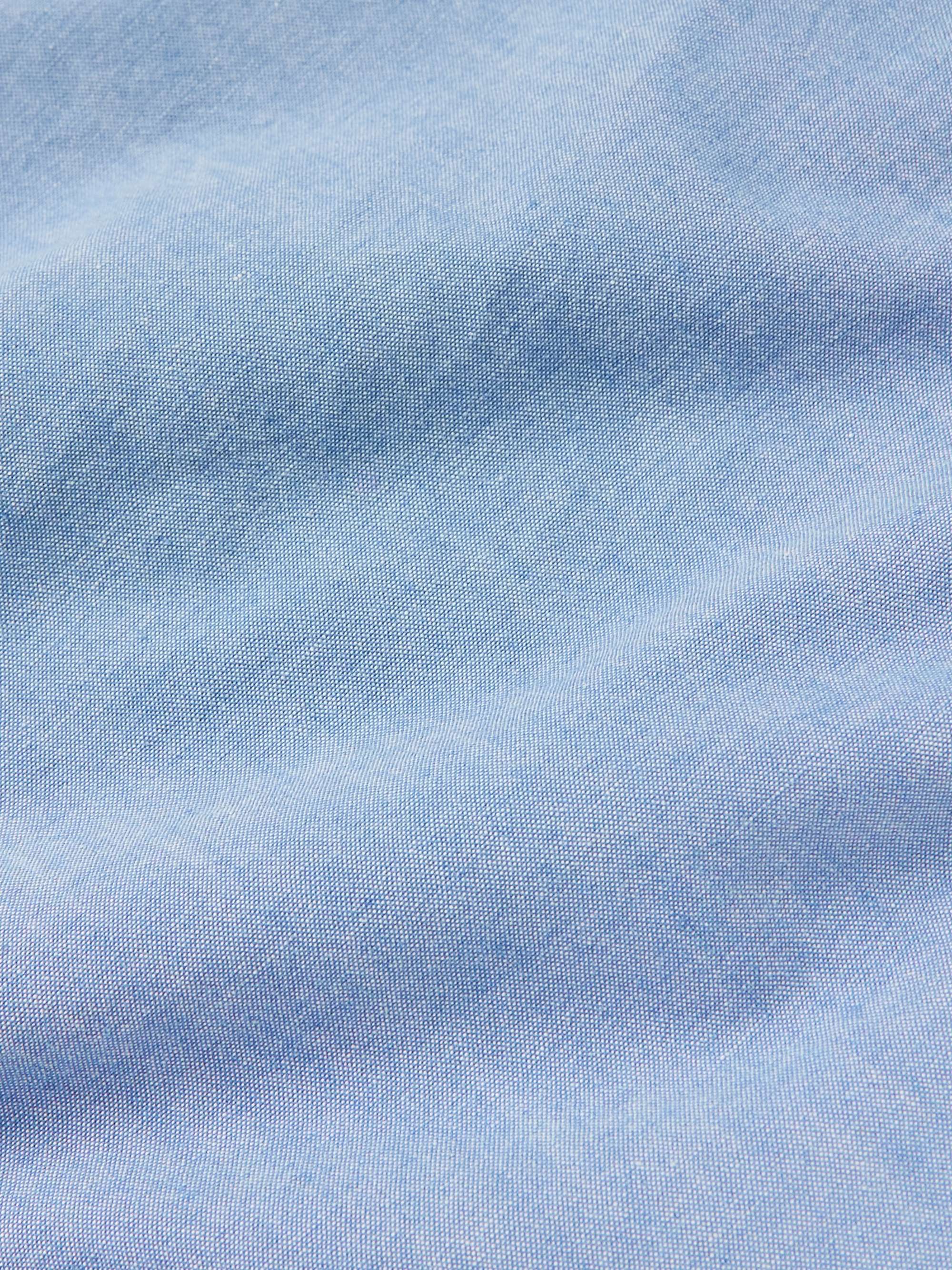 BOGLIOLI Grandad-Collar Cotton-Chambray Shirt