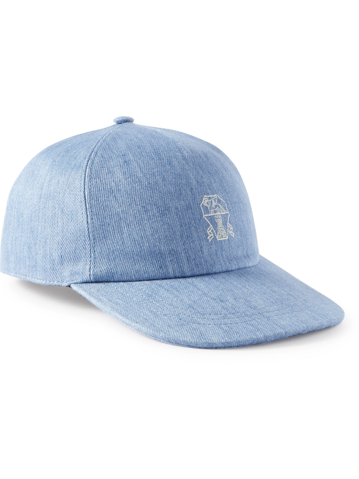 Leather-Trimmed Logo-Embroidered Linen-Twill Baseball Cap