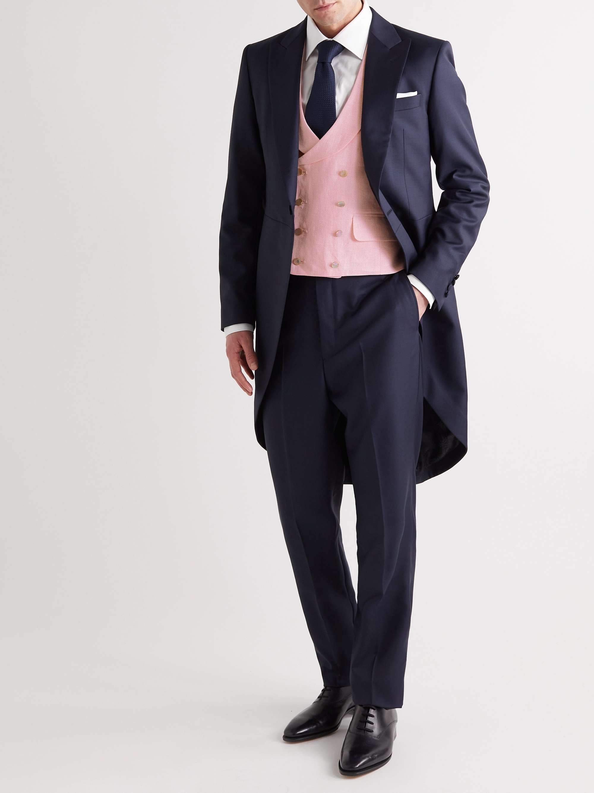 FAVOURBROOK Slim-Fit Double-Breasted Linen-Jacquard Waistcoat