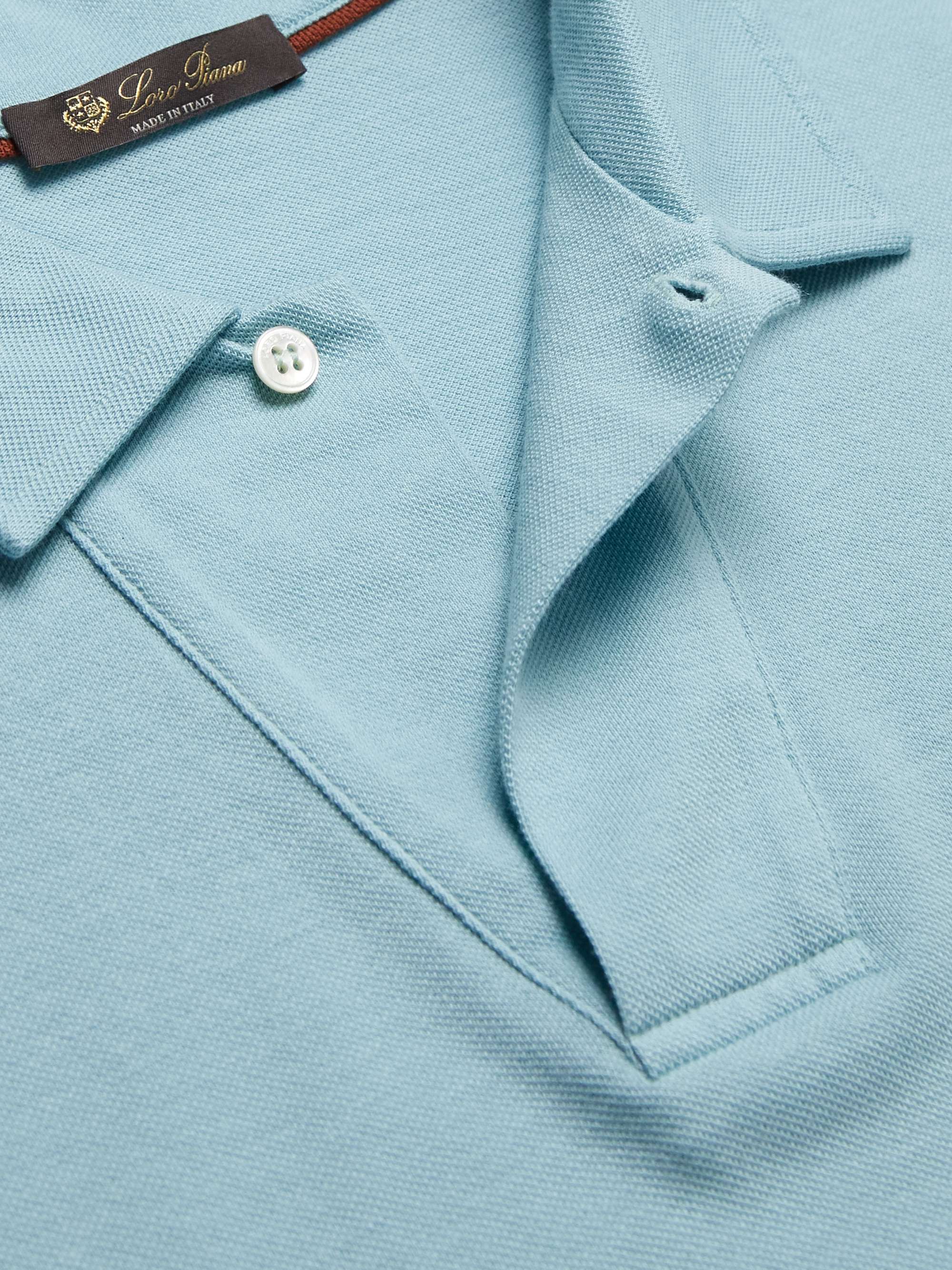 LORO PIANA Logo-Embroidered Cotton-Piqué Polo Shirt