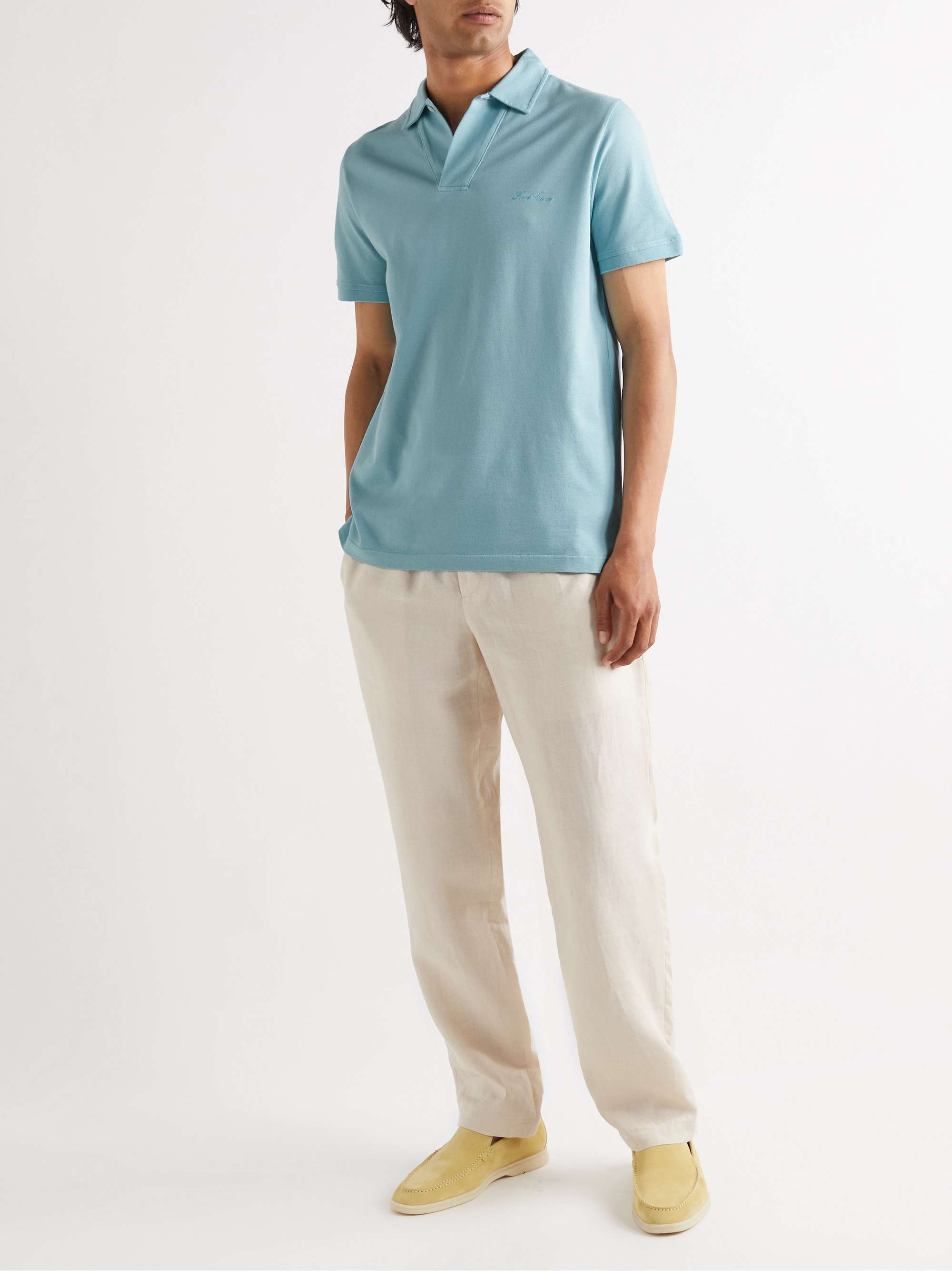 LORO PIANA Logo-Embroidered Cotton-Piqué Polo Shirt